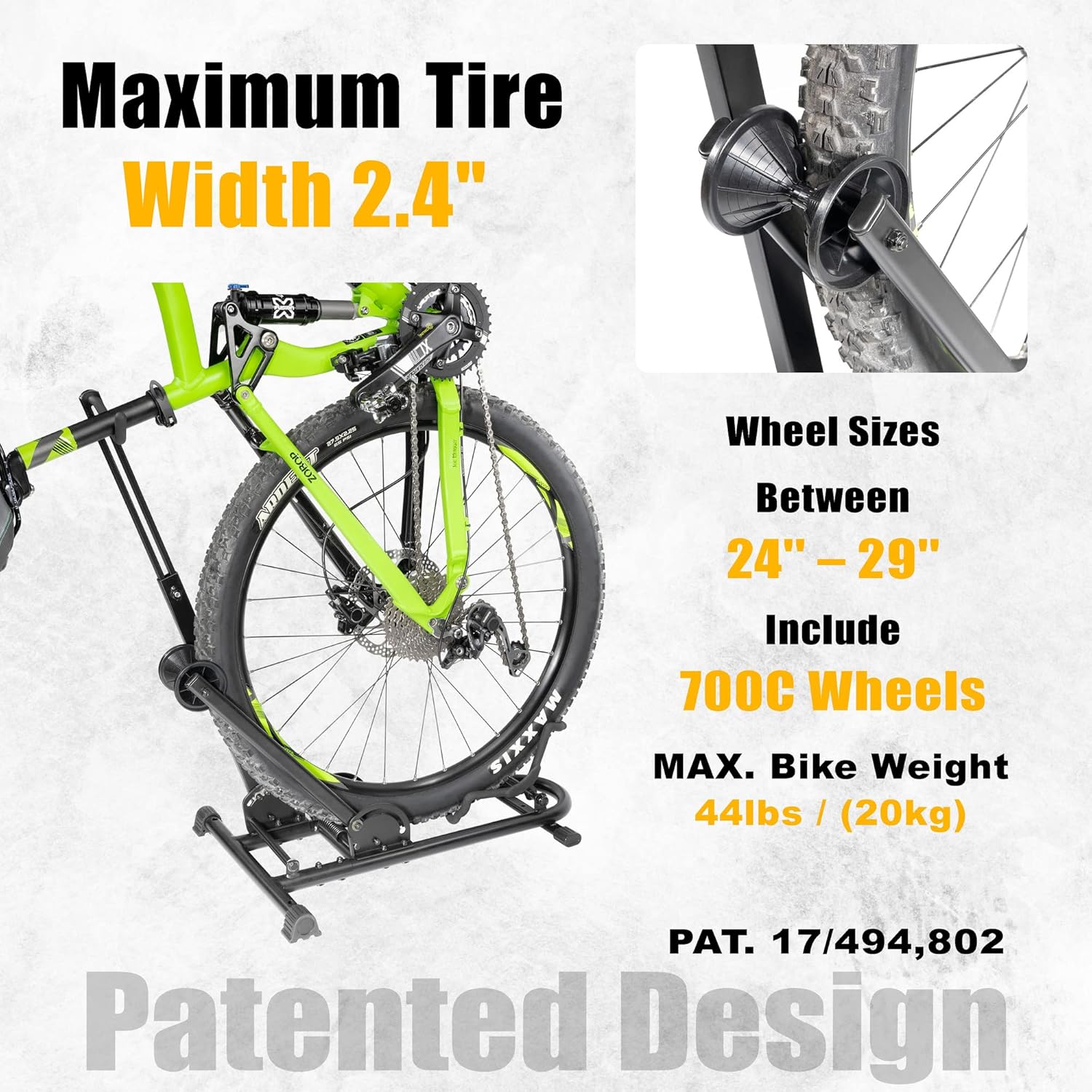 Alternative view of CyclingDeal Upright Bike Stand - Premium Quality Vertical & Horizontal Adjustable Bicycle Floor Parking Rack - for Storing MTB Road Bikes - up to 29