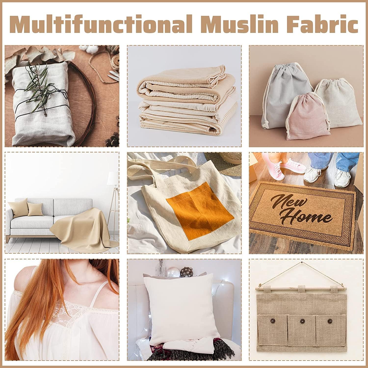 AK TRADING CO. Muslin Fabric/Textile Unbleached - Draping Fabric - Natural 10 Yards Medium Weight - 100% Cotton (63in. Wide) - Image 3