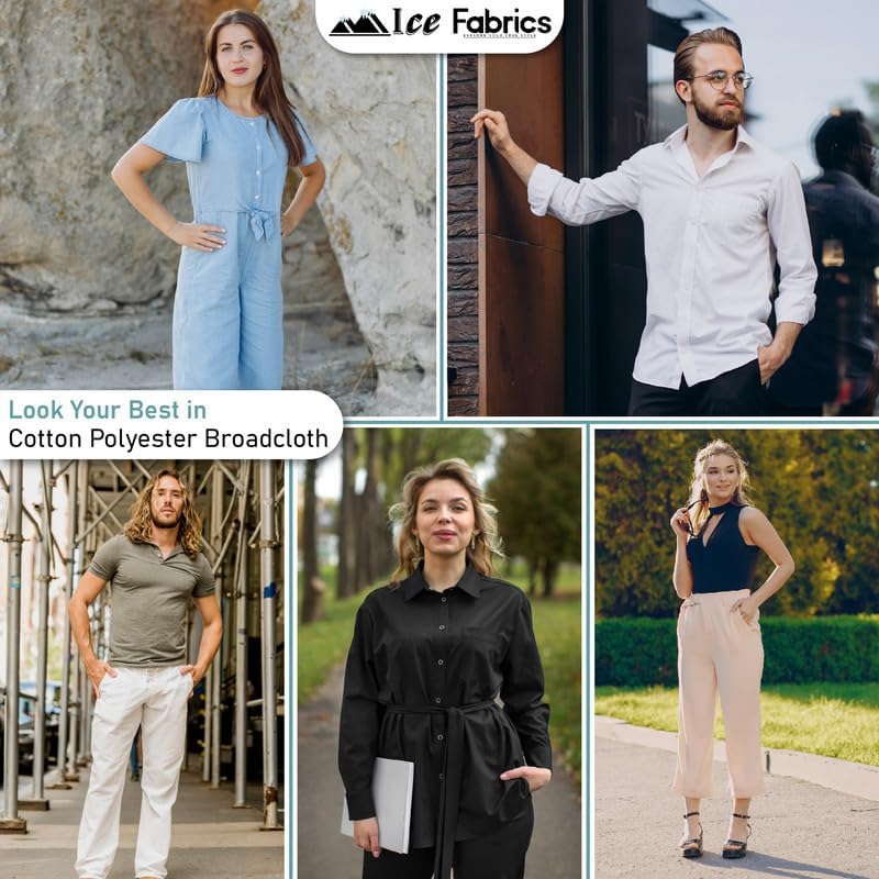 Ice Fabrics Cotton Polyester Broadcloth Fabric by The Yard - 60" Wide Soft & Breathable Broadcloth Fabric for Sewing - Perfect for Apparel, Bedding, Curtains and More - Black - 2 Yards - Image 3