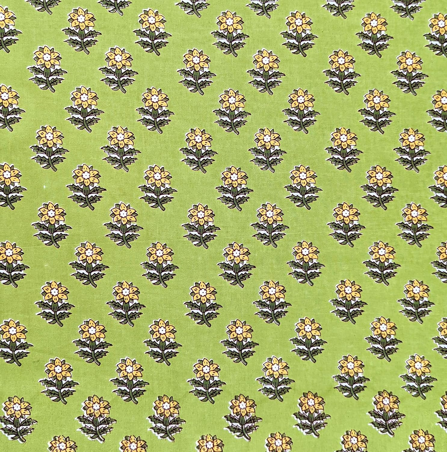 AVKA Studio Hand Block Print Fabric by The Yard - PRECUT 3 Yard 42 Inch Width - 100% Cotton Material - Turquoise Blue Floral Pattern - Light Weight Indian Cloth for Making Summer Dress Indian Fabric - Image 9