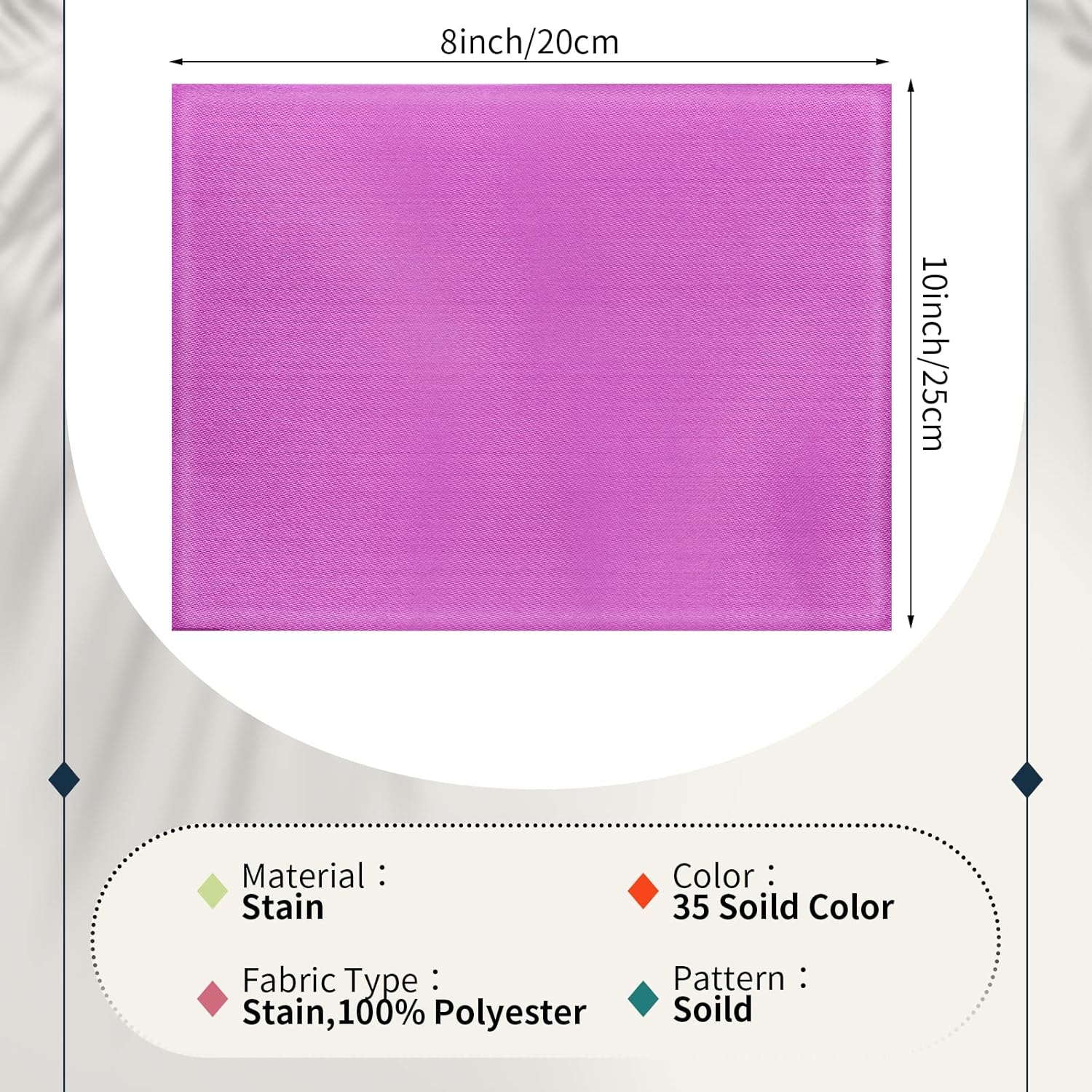 35 Pcs Satin Fat Quarter 35 Solid Color Silky Satin Patchwork Fabric for Bundle Lining Polyester Quilting Wedding Bridal Dress Table Decorations Costume Sewing Apparel Crafts (10 x 8 Inch)