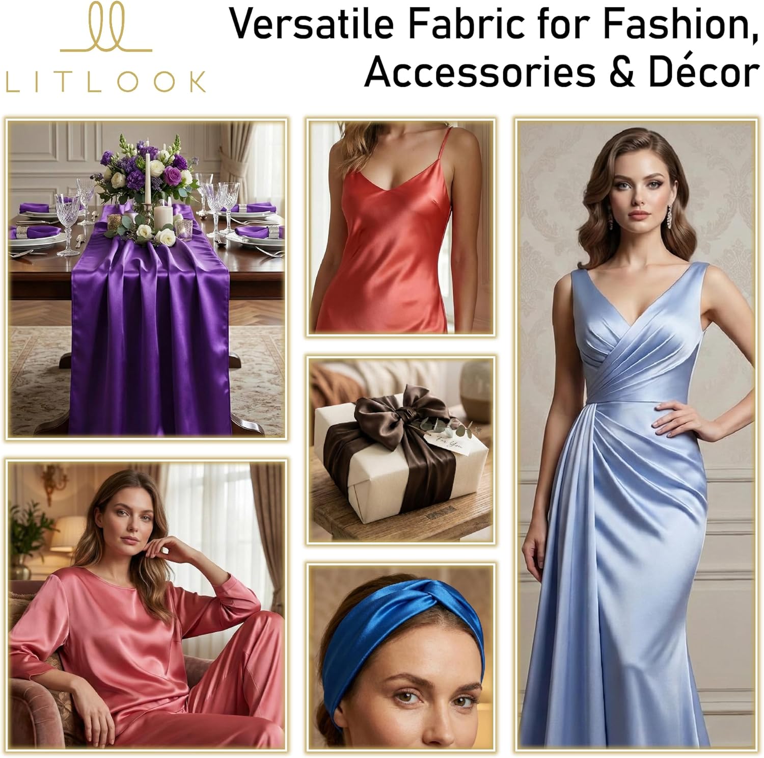 Alternative view of LitLook Stretch Satin Fabric by The Yard - 58" Wide Smooth, Stretchy, and Silky Satin Cloth Fabric for Bridal Wear, Cocktail & Bodycon Dresses, Dancewear, Costumes & Lingerie - Shell Pink