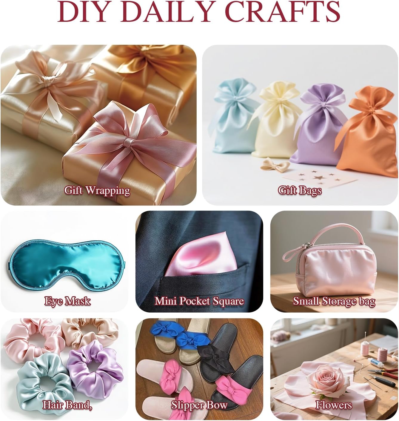 Q&J Fabric Co 35Pcs Satin Fabric Fat Quarter Patchwork Shiny Silky Cloth 18''L x 20''W for Festive Gift DIY Doll Bags Wallet Sewing Crafts Bundle Lining Polyester Quilting Costume Apparel Decorations - Image 3