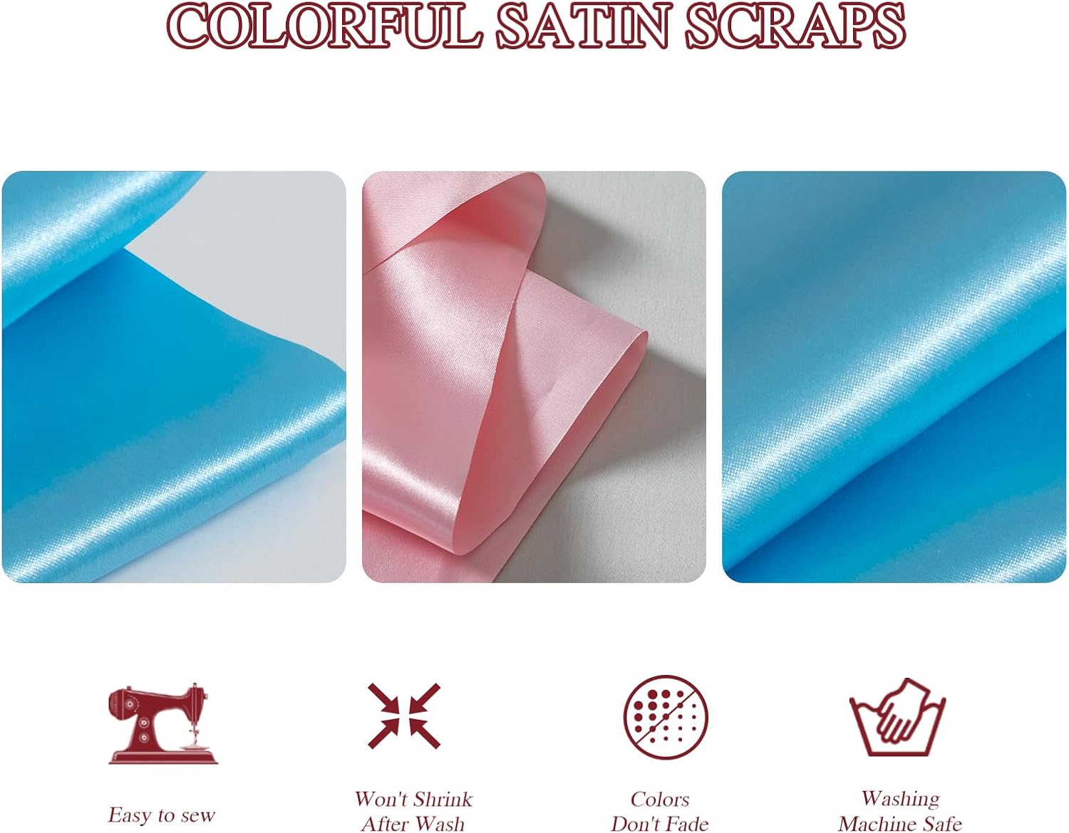 Q&J Fabric Co 35Pcs Satin Fabric Fat Quarter Patchwork Shiny Silky Cloth 18''L x 20''W for Festive Gift DIY Doll Bags Wallet Sewing Crafts Bundle Lining Polyester Quilting Costume Apparel Decorations - Image 4