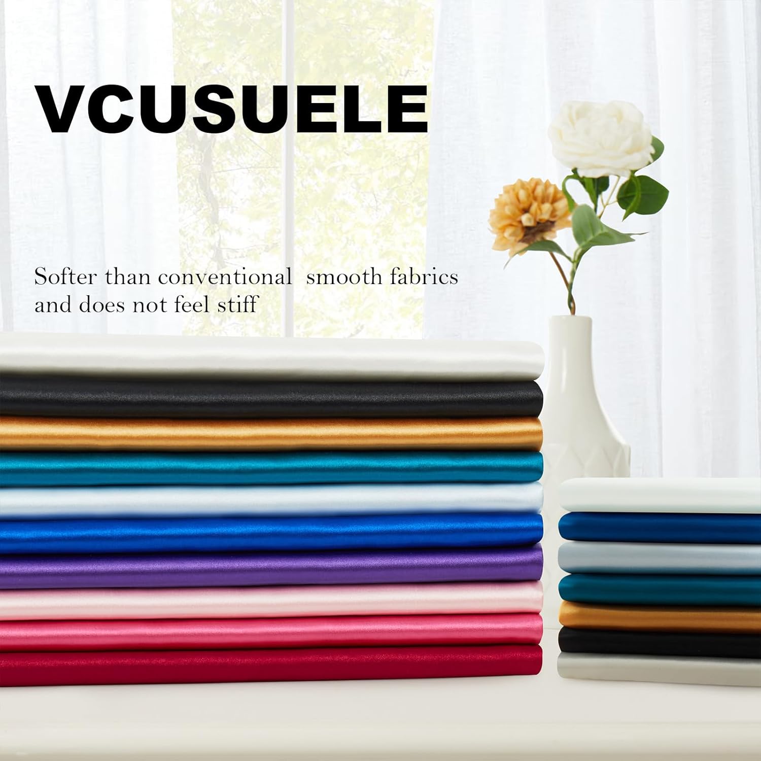 Silk Satin Fabric, 2 Yards 55" Wide, Shiny and Soft Pink Charmeuse Satin Fabric for Sewing Wedding Bridal Dress Crafts - Image 4