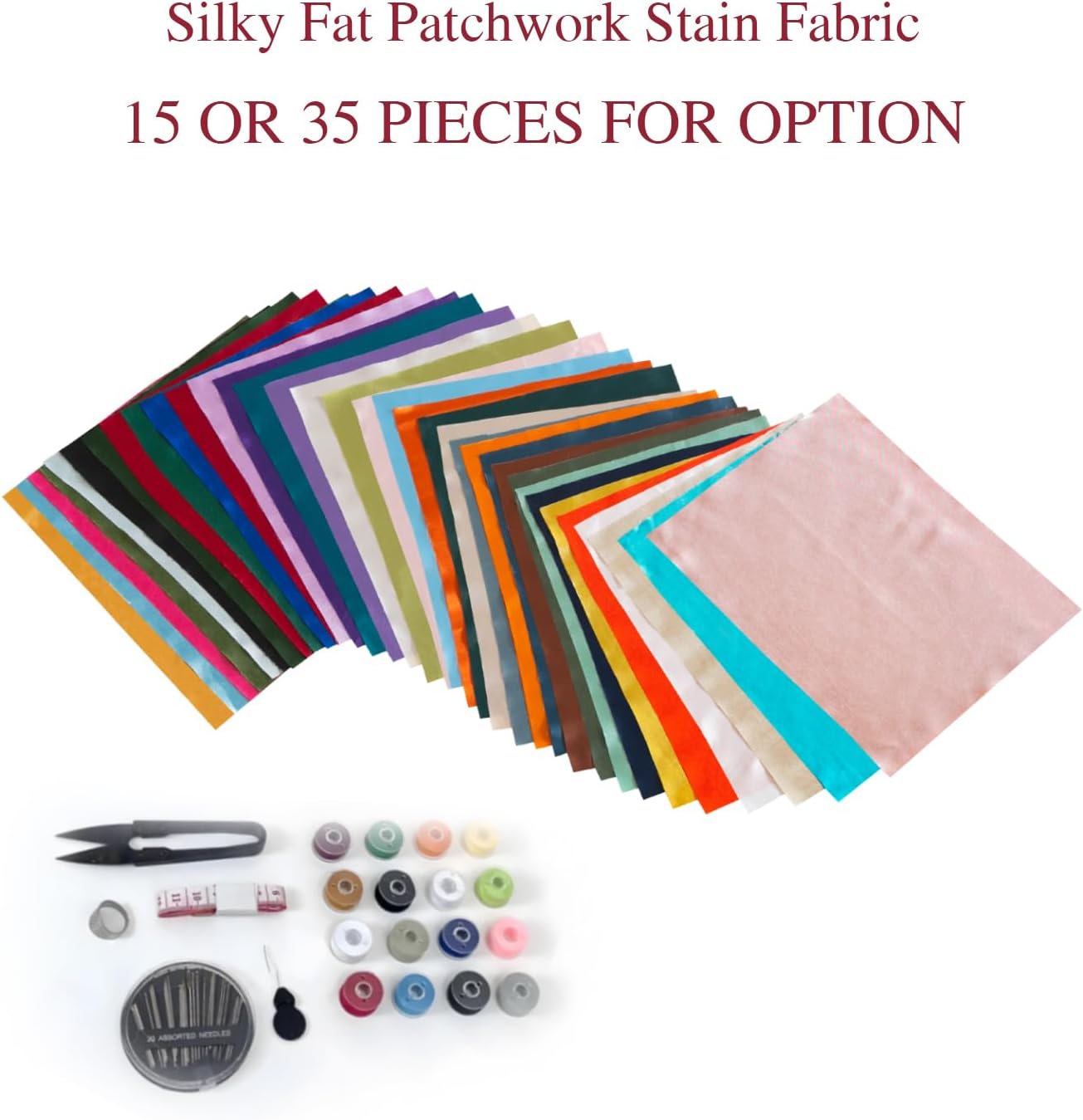 Q&J Fabric Co 35Pcs Satin Fabric Fat Quarter Patchwork Shiny Silky Cloth 18''L x 20''W for Festive Gift DIY Doll Bags Wallet Sewing Crafts Bundle Lining Polyester Quilting Costume Apparel Decorations - Image 5