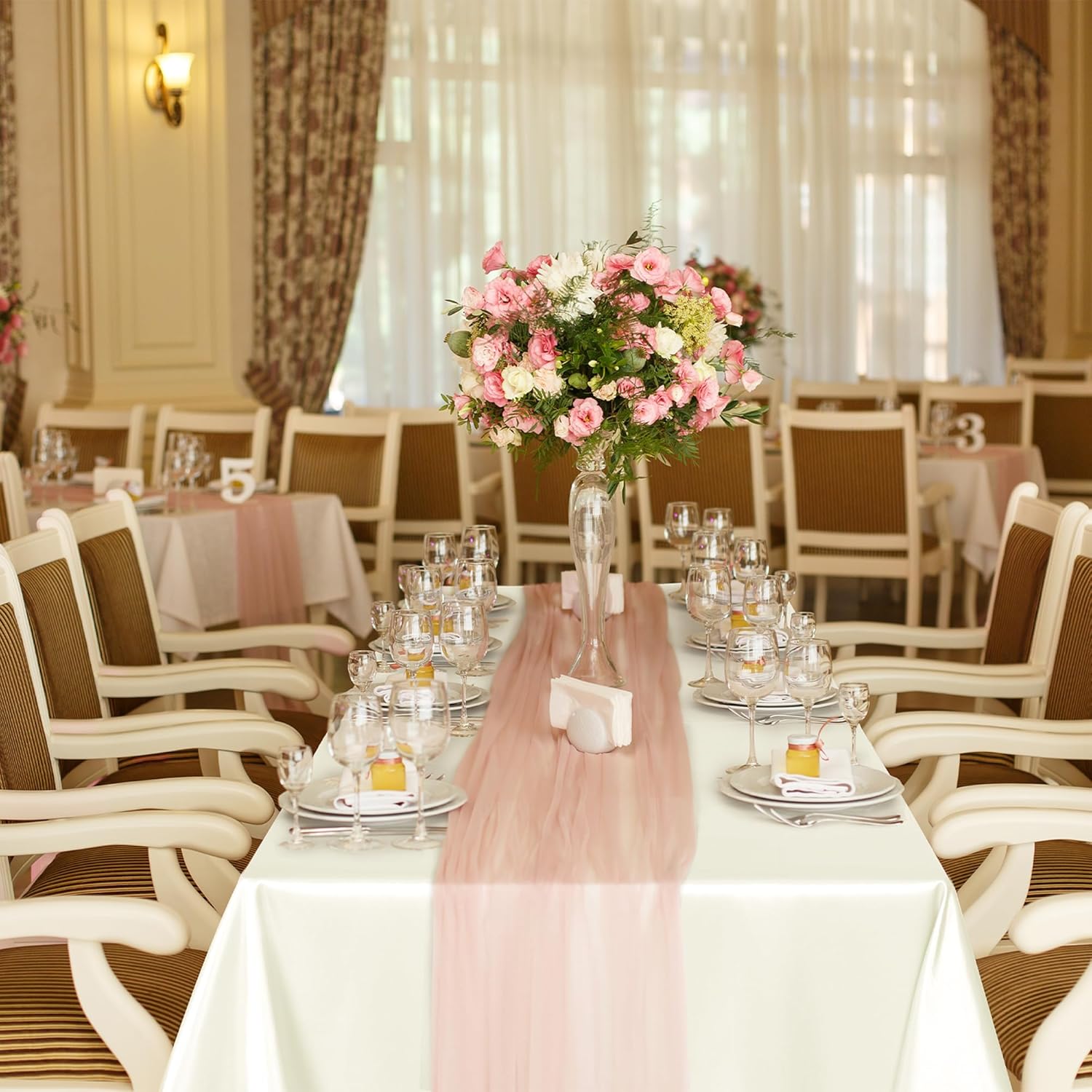 TURSTIN 4 Packs Satin Tablecloth 102 x 58 Inch Overlay Satin Table Cover Rectangle Bright Silk Tablecloth Smooth Fabric Table Decoration for Wedding Banquet Party Events, Ivory - Image 6