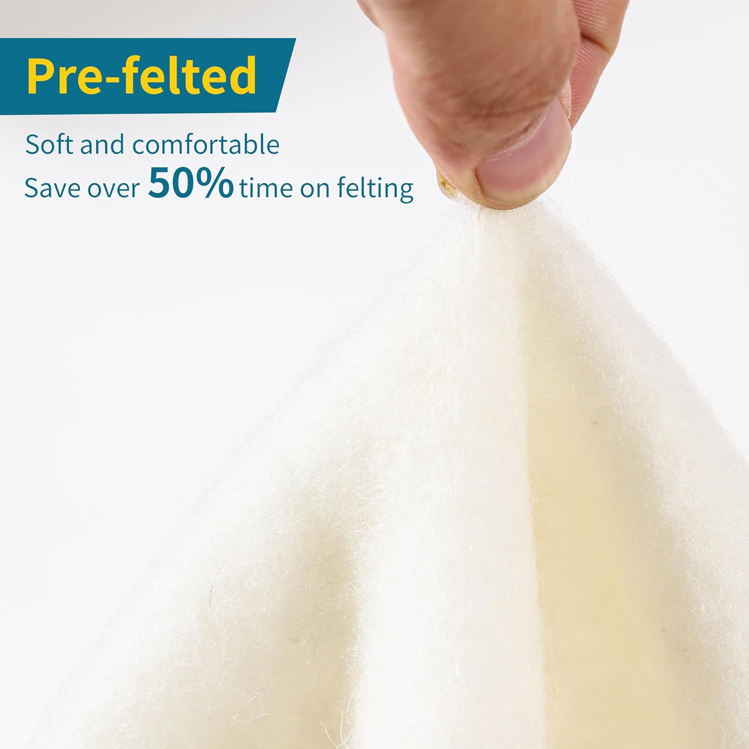 Alternative view of Premium 19-Micron Merino Wool Pre Felt Fabric for Needle & Wet Felting, 100% Pure, 59" Wide, Machine Washable, Oeko-TEX Certified (12 * 59)