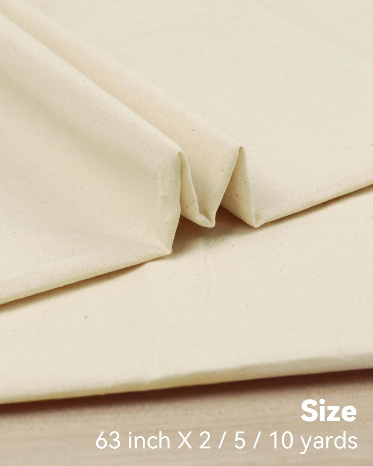 Alternative view of HOTGODEN Light Weight 100% Cotton Muslin Fabric: 63 inch x 2,5,10 Yards Unbleached Muslin Linen Fabric Material for Sewing Material Apparel Cloth