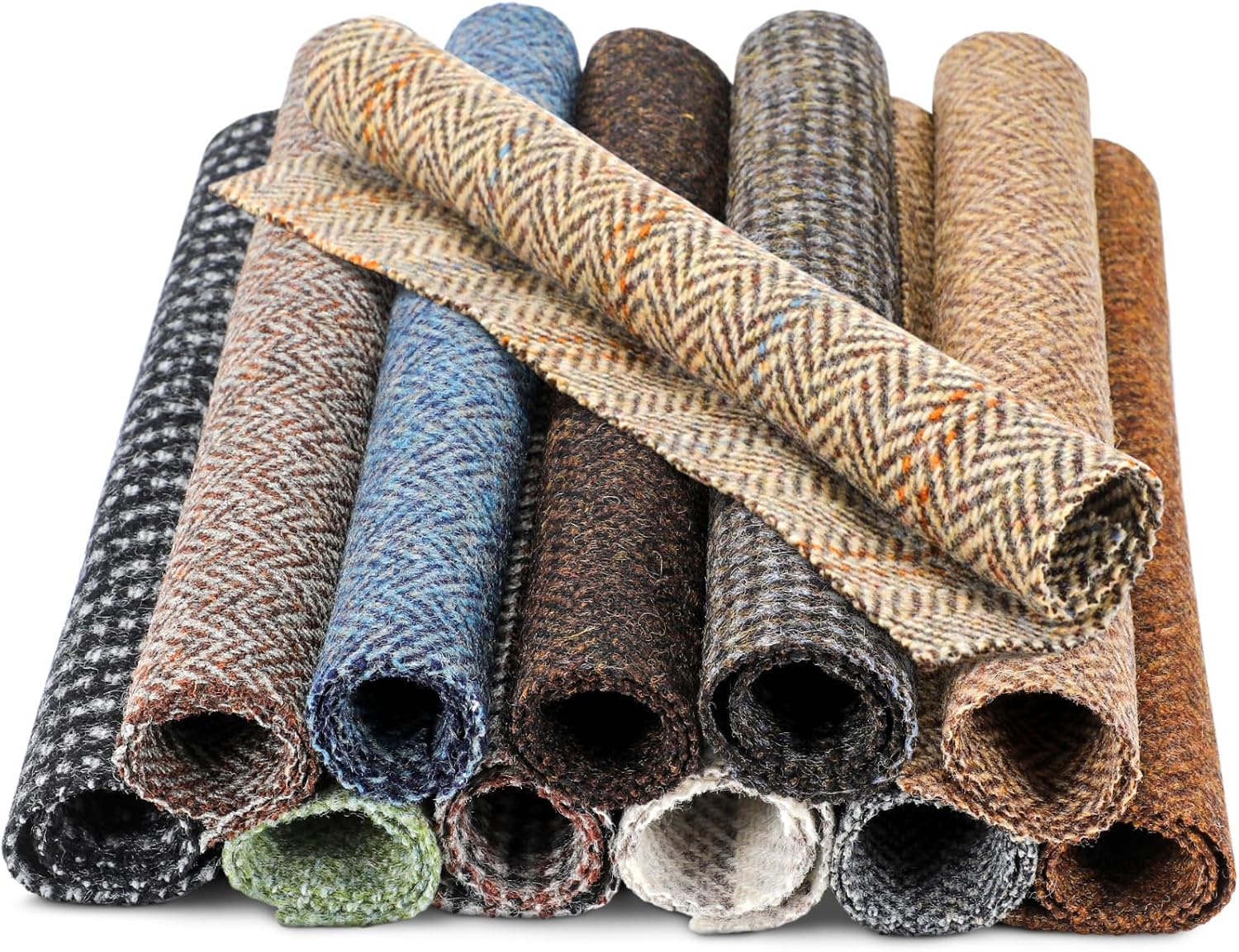 Alternative view of 12 Pcs Wool Fabric by The Yard 9 x 9 Inches Wool Remnants Offcuts Multi Color Tweed Squares Wool Felt Sheets for Felting, Applique and Other DIY Craft