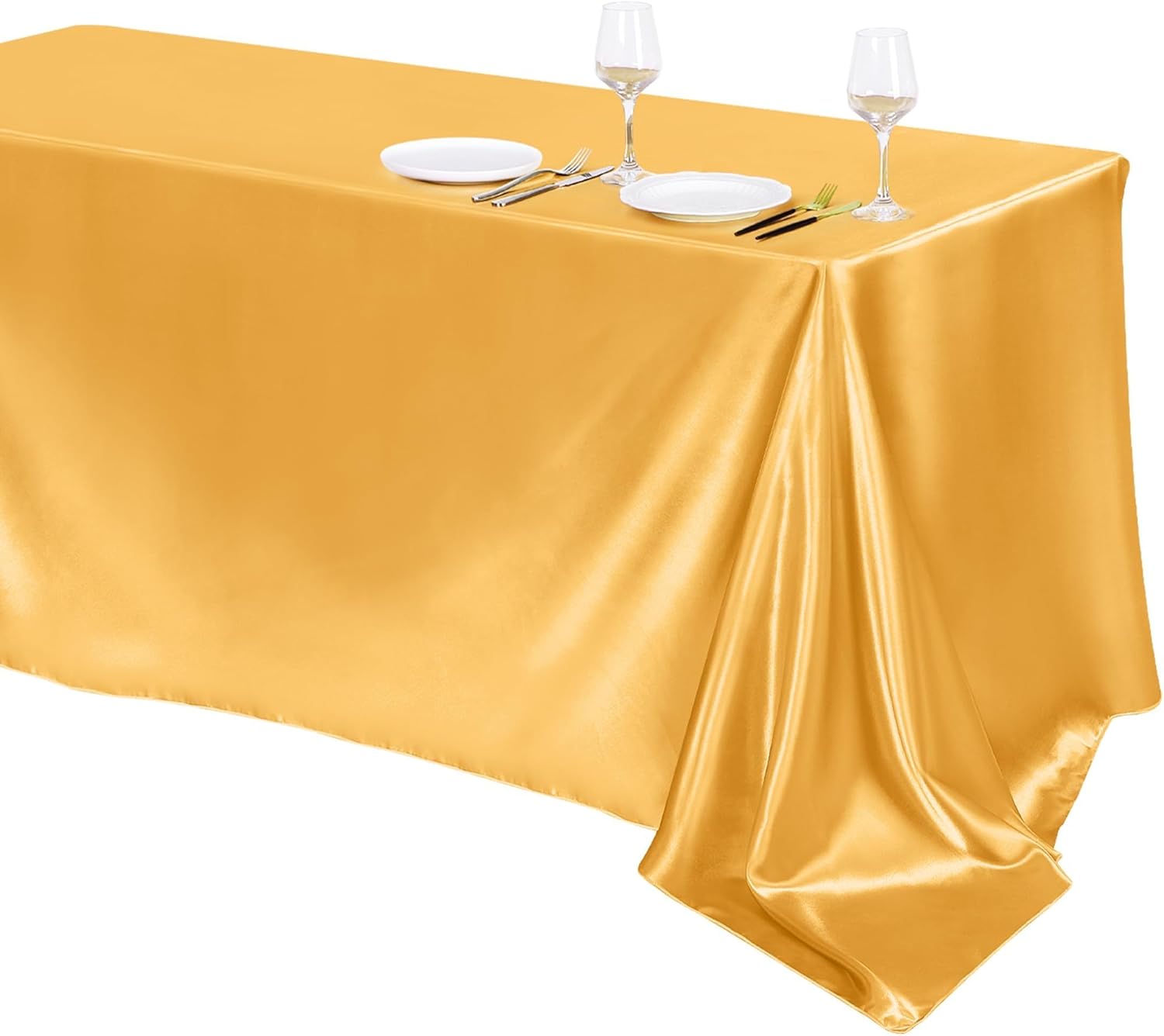 TURSTIN 4 Packs Satin Tablecloth 102 x 58 Inch Overlay Satin Table Cover Rectangle Bright Silk Tablecloth Smooth Fabric Table Decoration for Wedding Banquet Party Events, Ivory - Image 8