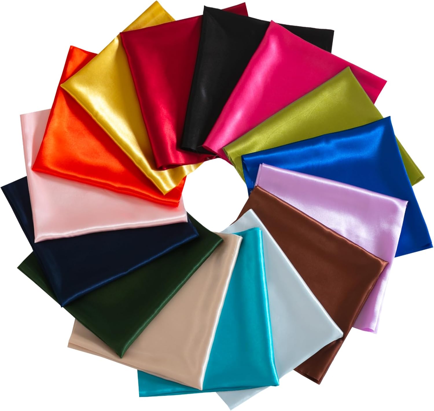 Q&J Fabric Co 35Pcs Satin Fabric Fat Quarter Patchwork Shiny Silky Cloth 18''L x 20''W for Festive Gift DIY Doll Bags Wallet Sewing Crafts Bundle Lining Polyester Quilting Costume Apparel Decorations - Image 8
