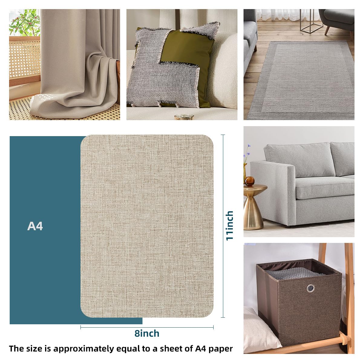 WILDREEDS 2 Pcs 8 x11 Inch Linen Repair Patches, Self-Adhesive Fabric Patch for Sofas, Couch, Furniture,Tote Bags, Car Seats (Beige)