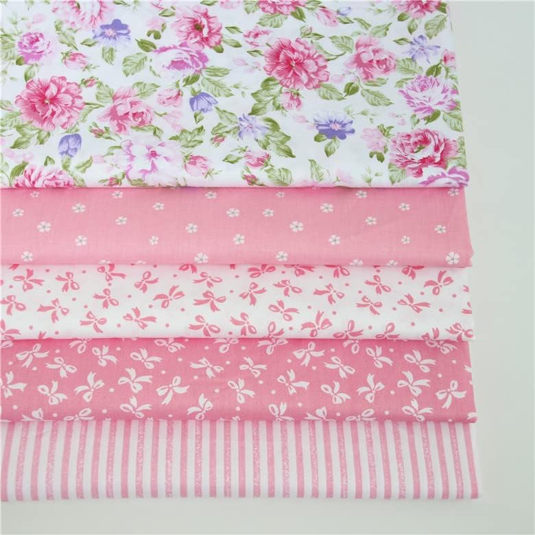 Alternative view of 7Pcs 20" x 20" Cotton Fabric DIY Making Supplies Quilting Patchwork Fabric Fat Quarter Bundles DIY for Quilting Cotton Patchwork Cushions (Peony, 20" x 20")