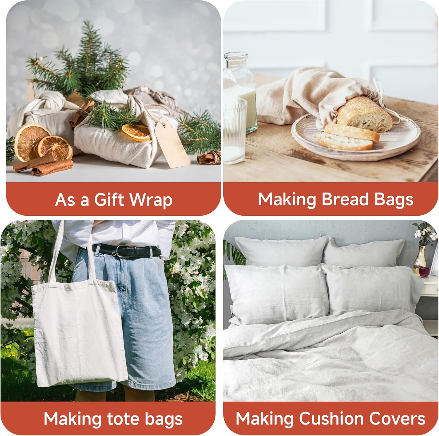 Simple&Opulence 100% Nature Pure Linen Fabric 78 Inch by The Yard, Plain Solid Color Linen Fabric for Sewing, Embroidery, Clothing, Needlework, Bag, Tablecloths, Garments Craft Accessories - Image 7