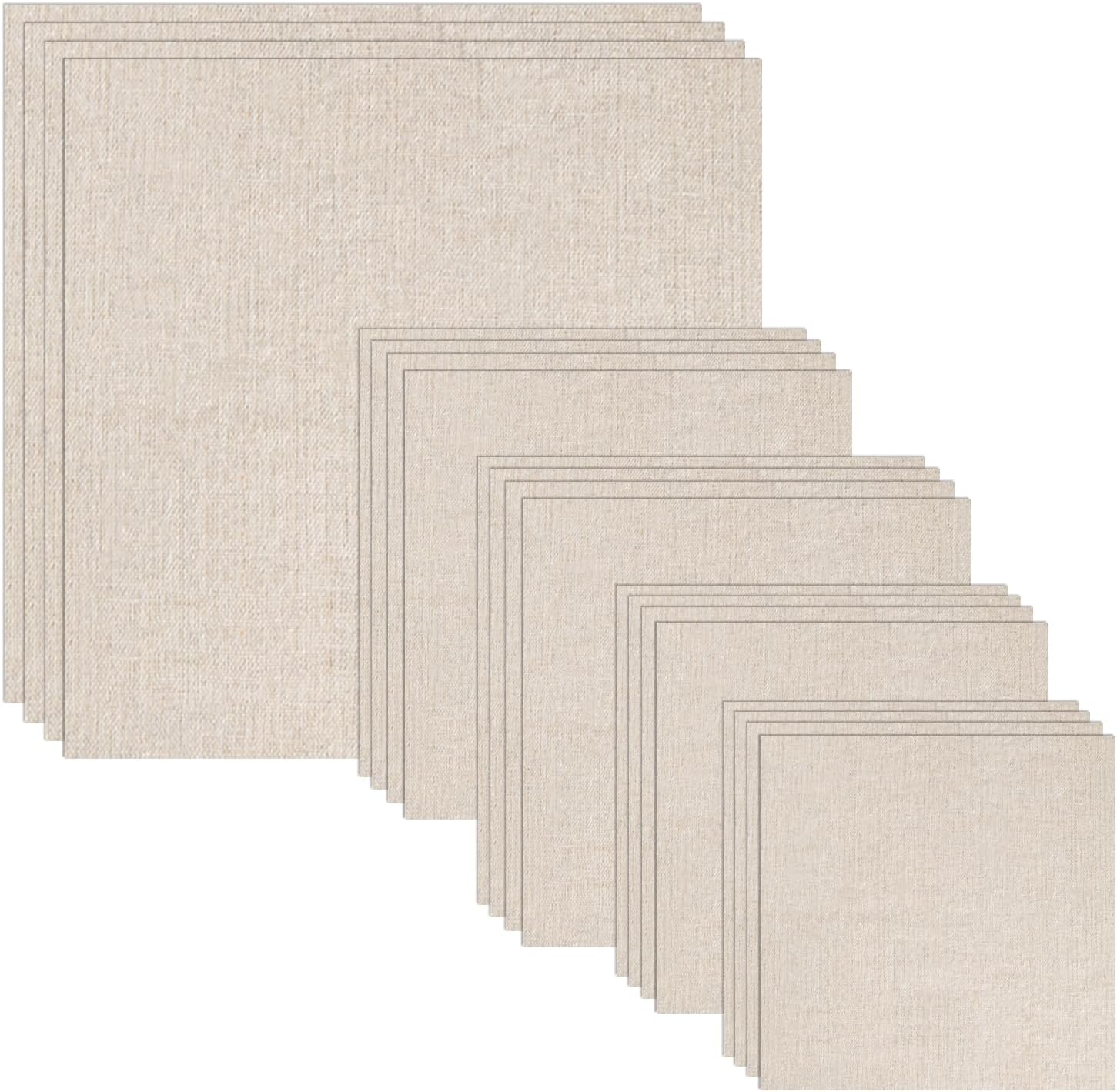 20 PCS Linen Embroidery Fabric, Pre-Cut Solid Color 5 Different Sizes 5.9 to 19.6inch Embroidery Cloth Fabric Squares, Needlework Sewing Quilting Cloth for DIY Garment Crafts Project, Natural Color - Image 6