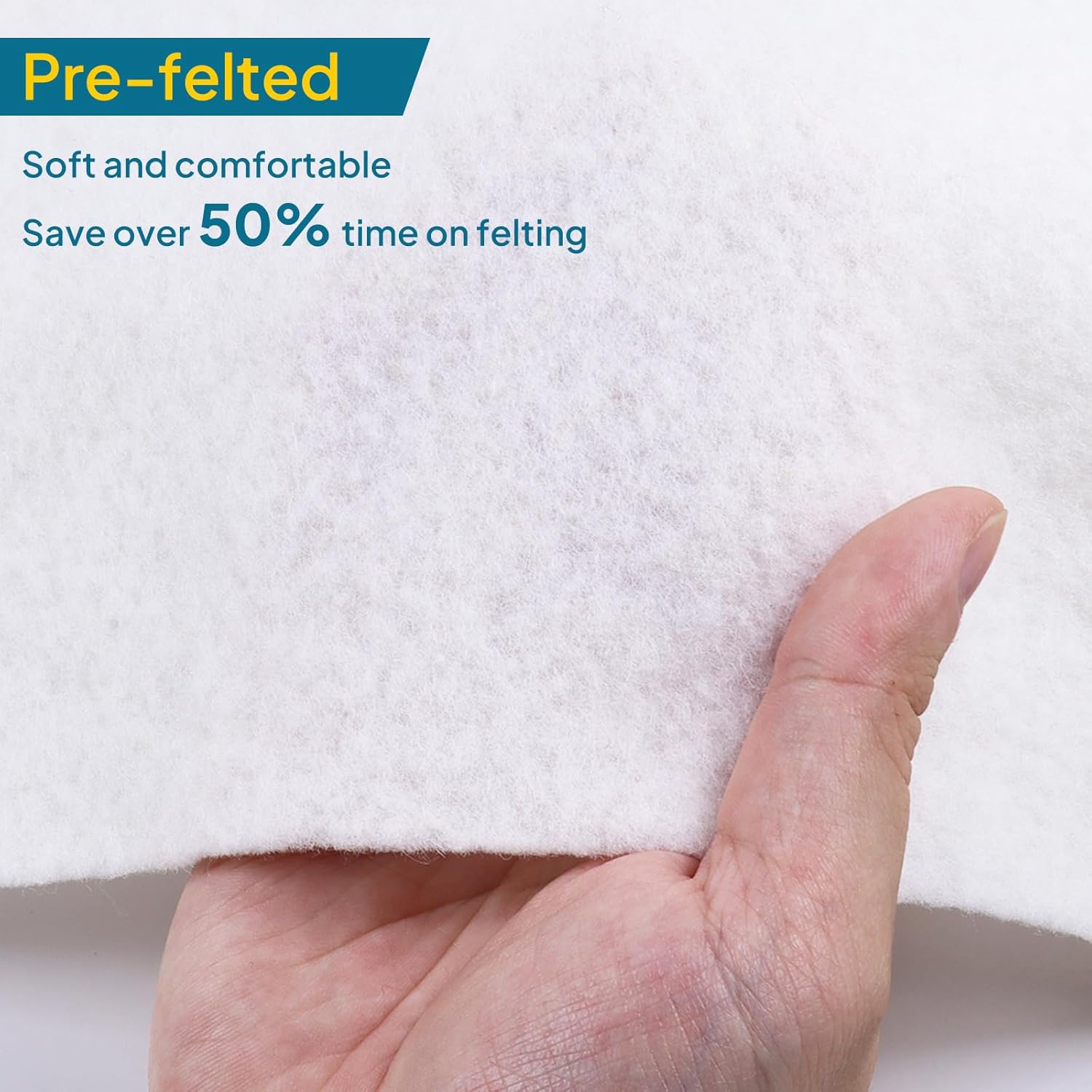 Alternative view of Pre Felt Wool Felt Fabric, Pure Merino Wool Felt for Quick Backing, Shaping and Filling, Needle Felting, Wet Felting, DIY Craft, Save Time, 12 x 39 Inches, Black