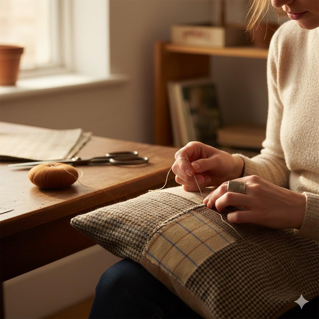 100% Wool Fabric Squares for Sewing | Scottish Tweed Fabric Material Plaid Felt Remnants Sheets for Clothing Crafting | Vintage Made in Scotland | 10 Pack of 4.5" Squares