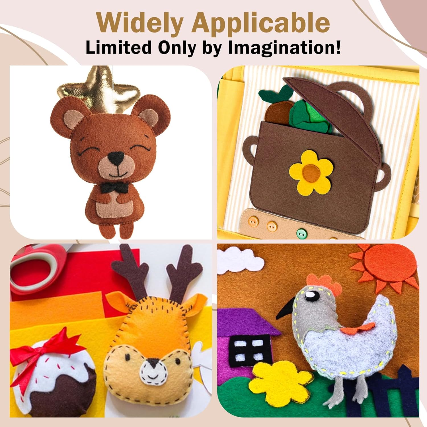 MITINU 12 Rolls 8"x35"(20.5x90cm) 1.4mm Thick Soft Felt Fabric Sheet 12 Assorted Brown Tone Series Colors Felt Pack for DIY Craft Sewing Squares Nonwoven Patchwork - Image 5