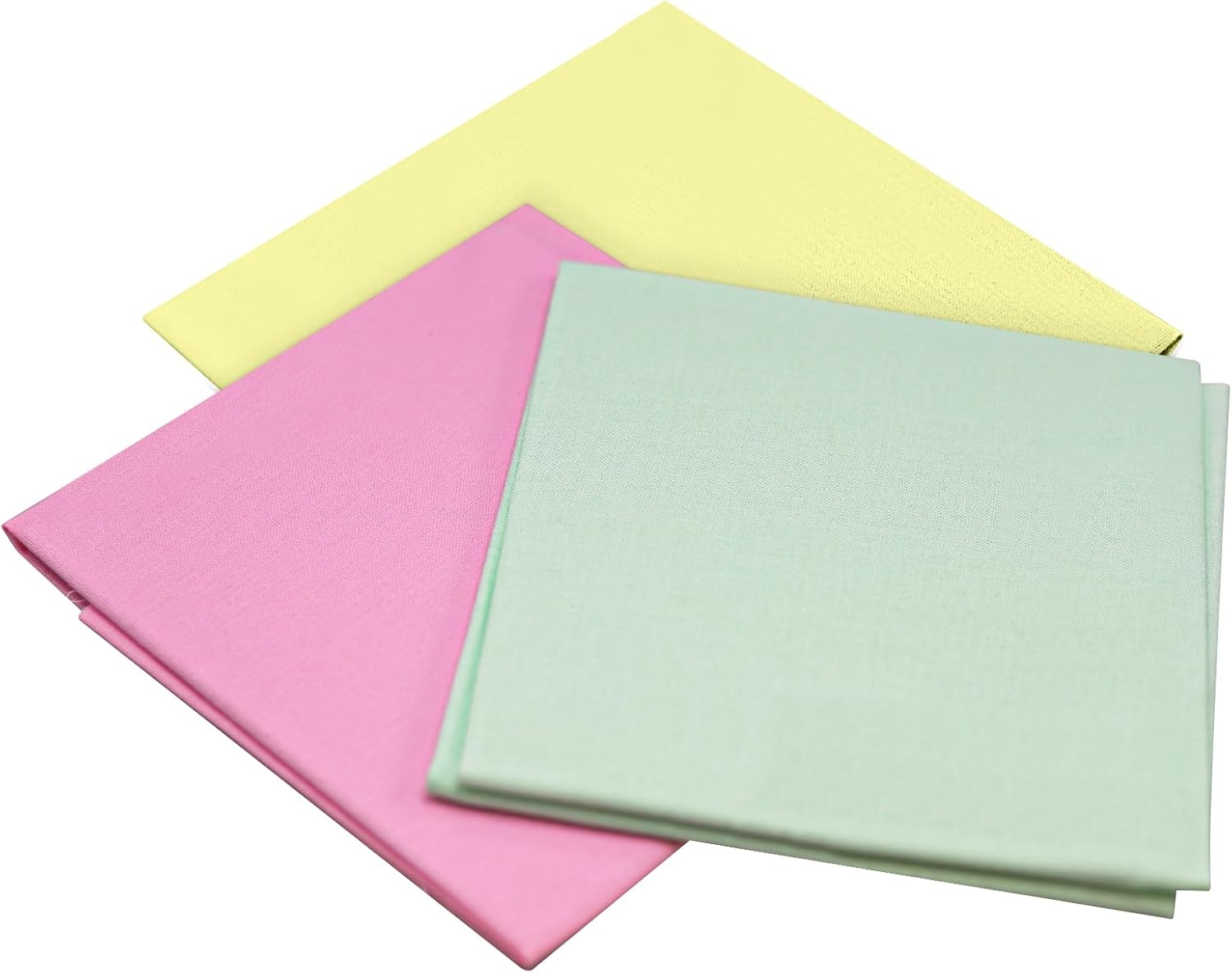 KEPYDRMTF 3 Pieces 18 x 21 Inches Cotton Fabric Precut Quilting Fabric Bundles Solid Colors Layer Cakes Quilt Material for DIY Craft Sewing Embroidery (YellowPinkGreen)