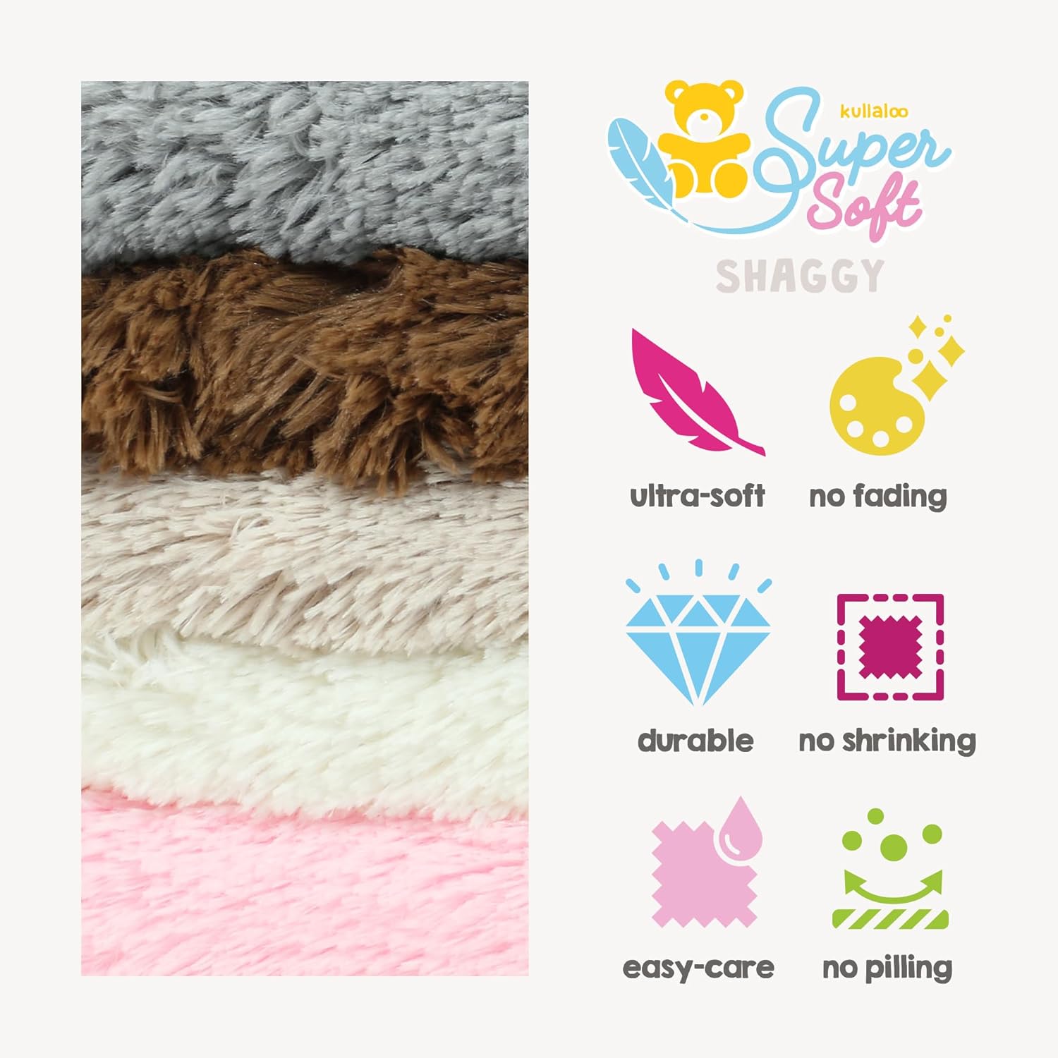 Alternative view of kullaloo Wool White Faux Fur Fabric [3/4 inch Pile, 20 mm] | Shaggy Plush Minky Fabric for Sewing | 39.5x29.5 (More Fabric Than Half Yard) | Ideal for Plushies, Crafts, Costumes, Upholstery | Ivory