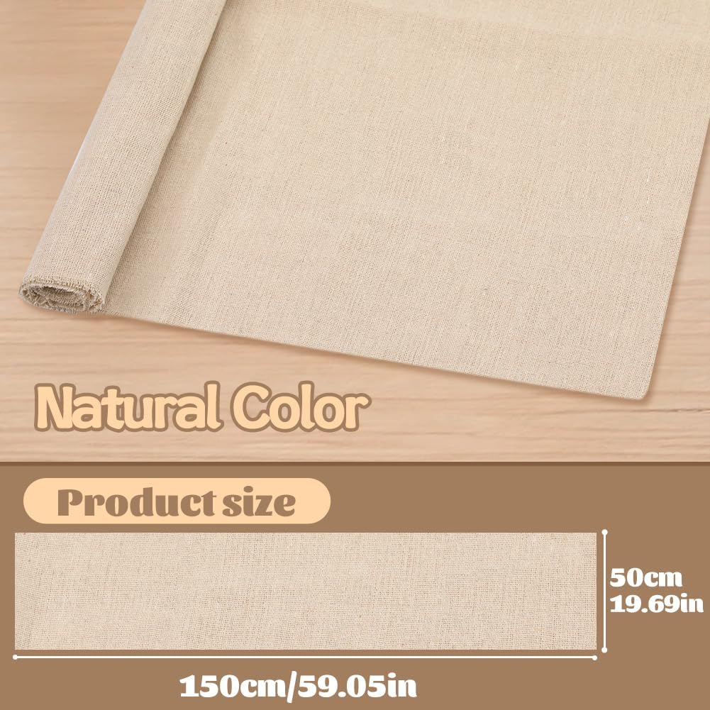 ZXIIXZ Natural Color Linen Needlework Fabric, (59In x 19In) Large Size Linen Fabric Cloth Linen Fabric for Making Garment Craft Upholstery Flower Pot Decoration