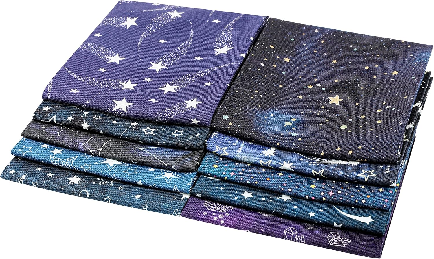 Alternative view of Craftido -25 Options- 100% Cotton Quilting Fabric Bundles 10pcs Fat Quarters 18u201Dx21u201D-Medium Weight 5.2 oz- Soft Cotton for Quilting, Sewing Project, Patchwork, DIY Crafts u2013 Starry Sky
