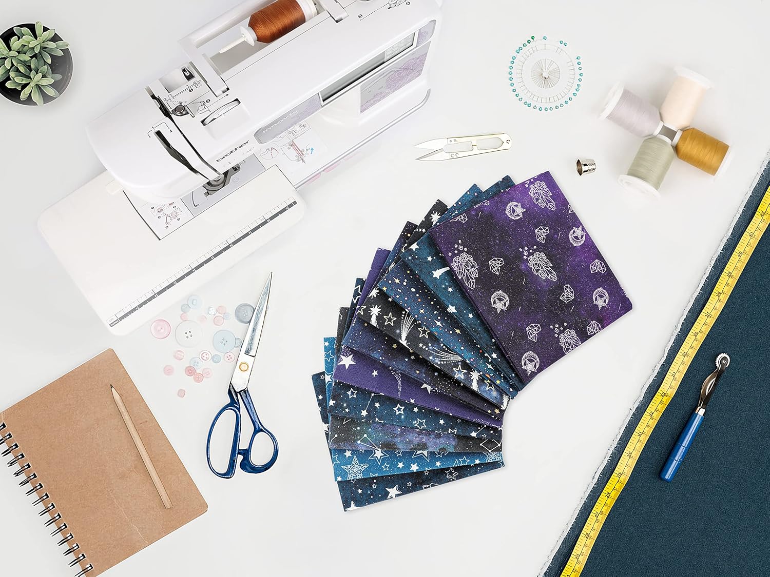 Craftido -25 Options- 100% Cotton Quilting Fabric Bundles 10pcs Fat Quarters 18u201Dx21u201D-Medium Weight 5.2 oz- Soft Cotton for Quilting, Sewing Project, Patchwork, DIY Crafts u2013 Starry Sky - Image 4