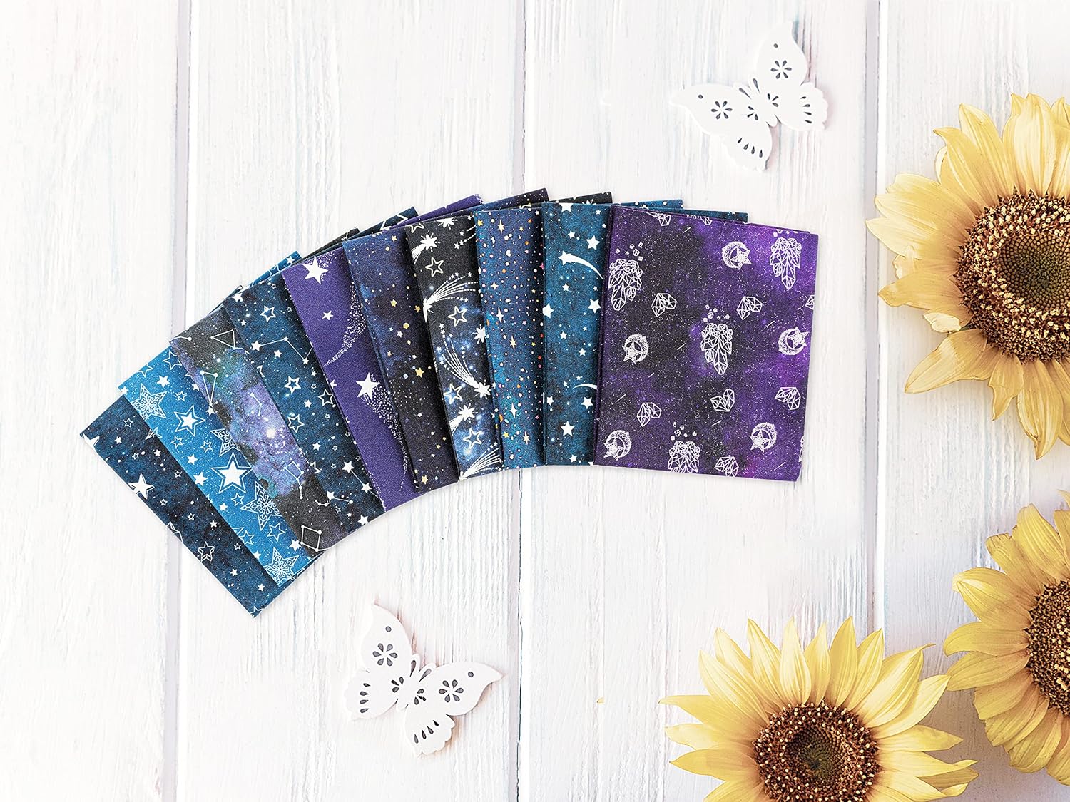 Craftido -25 Options- 100% Cotton Quilting Fabric Bundles 10pcs Fat Quarters 18u201Dx21u201D-Medium Weight 5.2 oz- Soft Cotton for Quilting, Sewing Project, Patchwork, DIY Crafts u2013 Starry Sky - Image 5