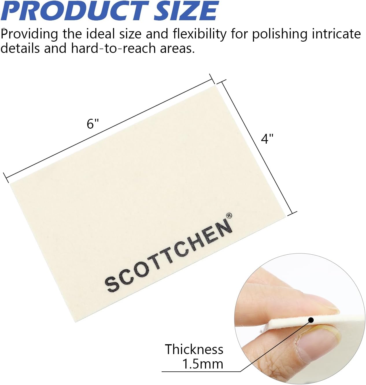 SCOTTCHEN 4Pcs Wool Cloths for Buffing,Polishing and Lapping, 6" x 4" x 1.55mm,Ideal for Lapidary, Jewelry,Glass,and Metalworking ect.