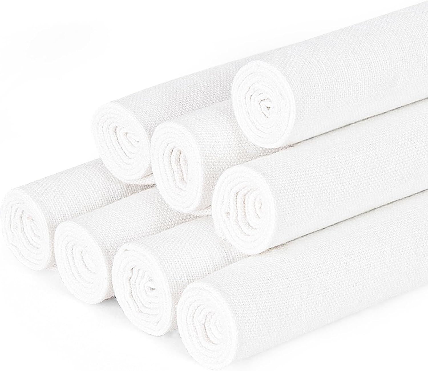 8 PCS Linen Embroidery Fabric, Pre-Cut Solid Color 12 × 12 Inch Square Needlework Fabric, Sewing Quilting Cloth for DIY Garment Crafts, Embroidery Project, Natural White - Image 8