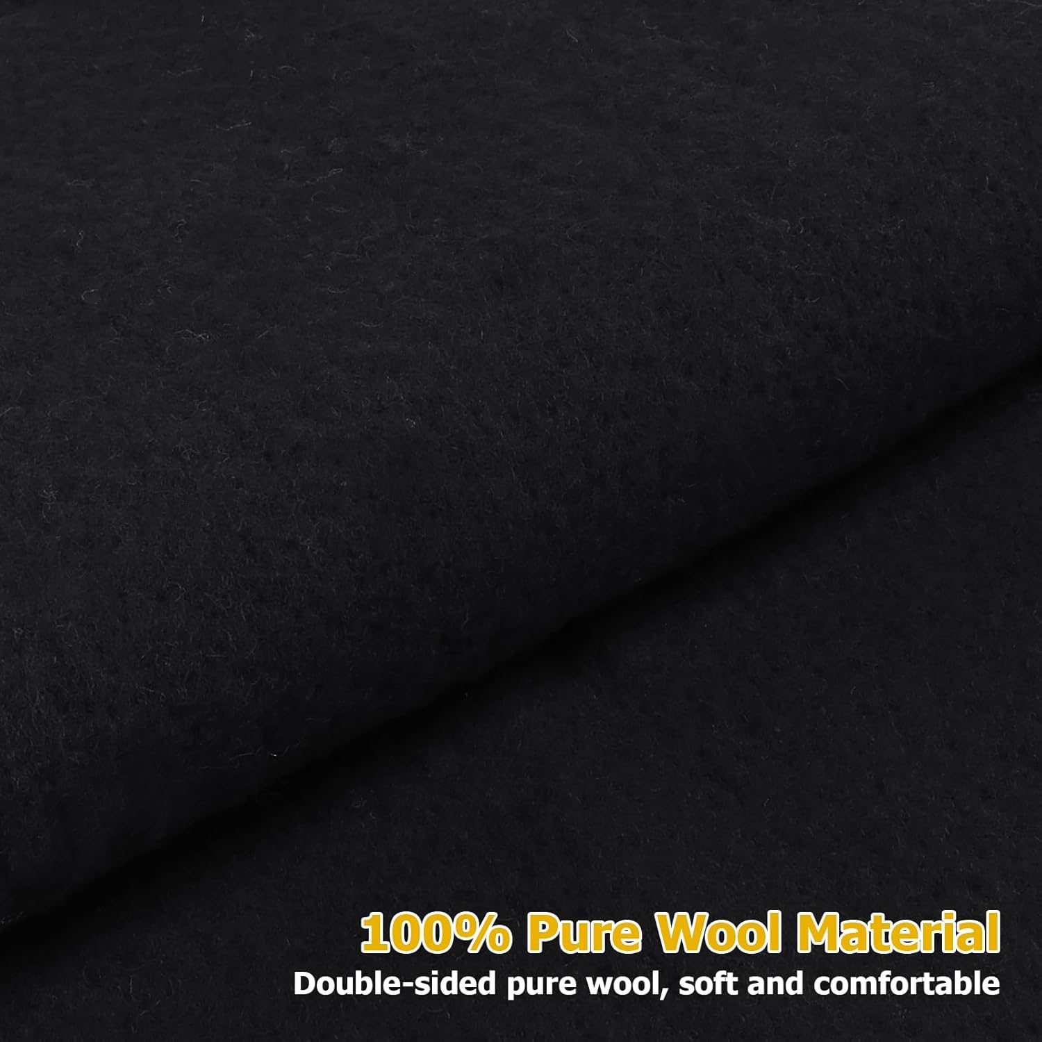 FINDUFA 18" x 39" Wool Felt Fabric, Pure Merino Felt Fabric for Sewing DIY Wool Felt Craft Needle Felting Wet Felting Handmade Home Liners Weaving Black