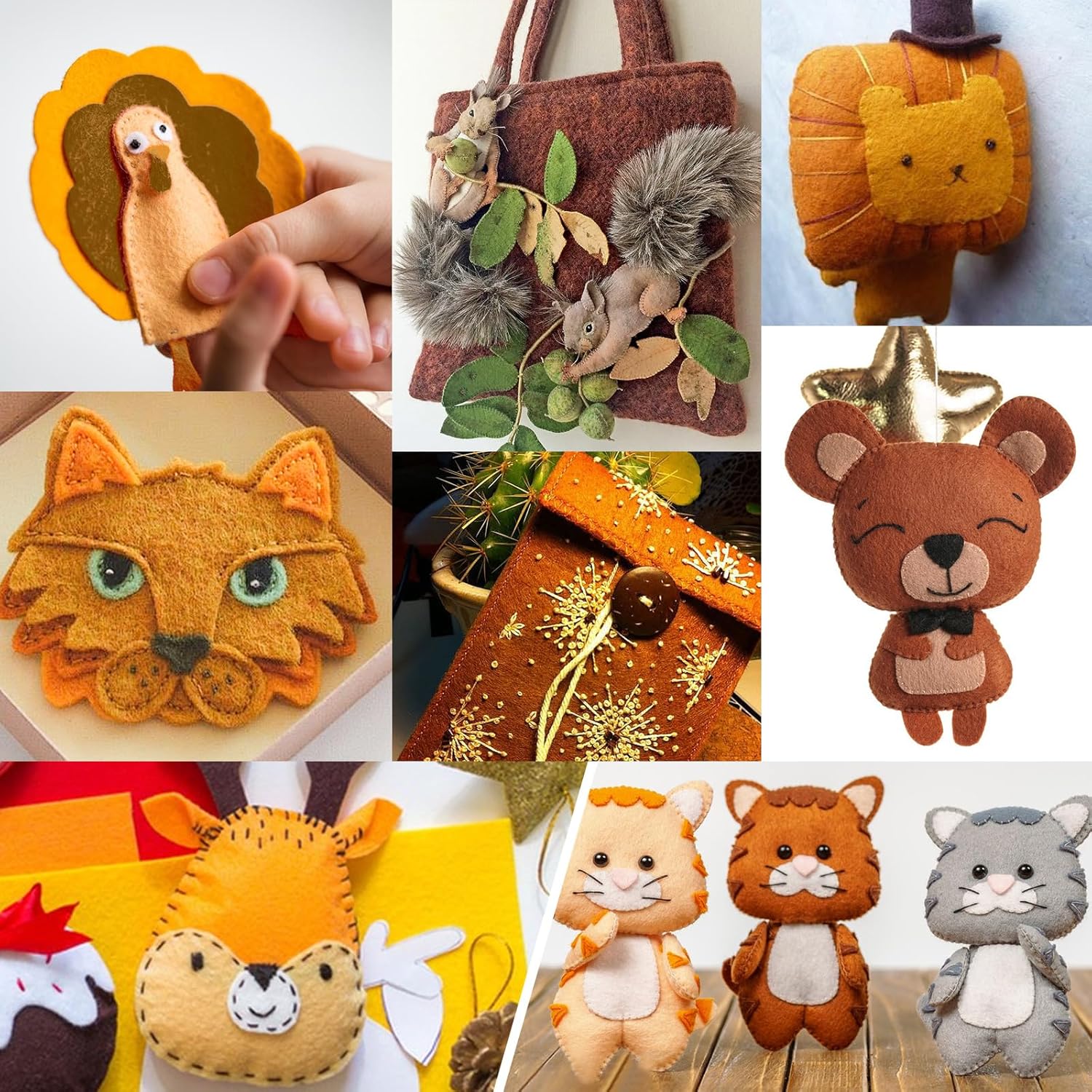 XSEINO 12 Rolls 8"x35"(20.5x90cm) 1.4mm Thick Soft Felt Fabric Sheet 12 Assorted Brown Series Colors Felt Pack for DIY Craft Sewing Squares Nonwoven Patchwork - Image 5