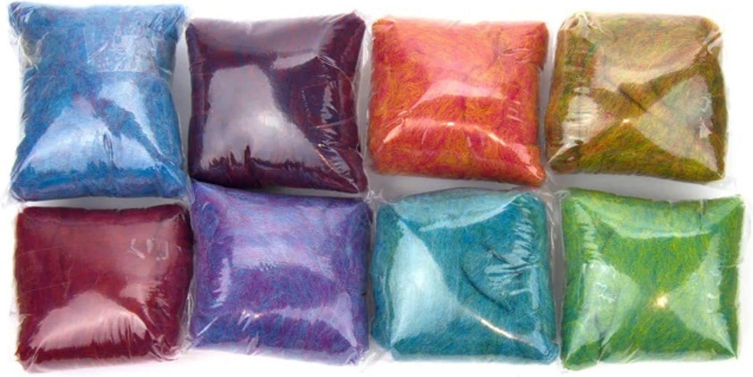 Alternative view of Revolution Fibers Frutti Looped Wool Variety Pack | 8 Luxurious Blended Colors of Corriedale Fleece Fiber | Perfect for 3D Needle Felting, Wet Felting & Spinning