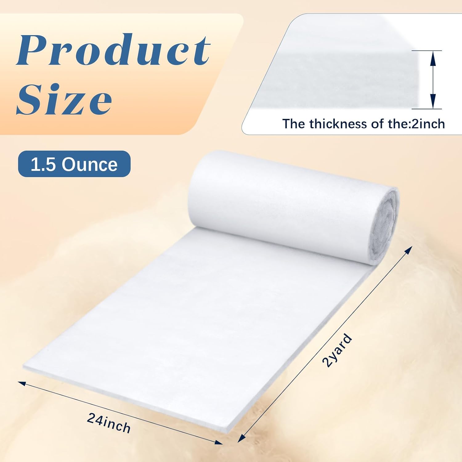 Peryiter 2 Roll Upholstery Quilt Batting 24 Inch x 2 Yard x 2 Inch Polyester Batting Multipurpose Fiberfill Stuffing Fabric for Cushion Pillows Bedspreads Interior Decoration Crafts