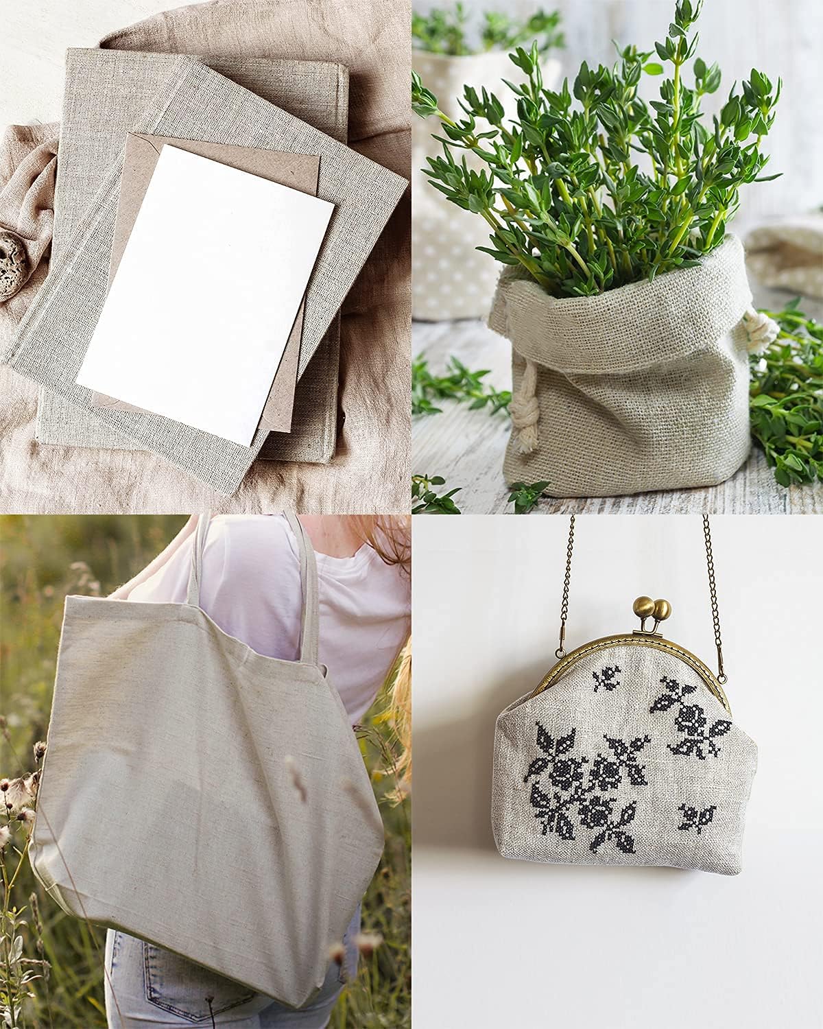 Alternative view of Pllieay 39 x 55 Inch Natural Pure 100% Linen Fabric, Plain Solid Colour Linen Fabric Cloth for Needlework, Dressmaking, Skirts, Bag, Embroidery, Tablecloths and Garments Craft