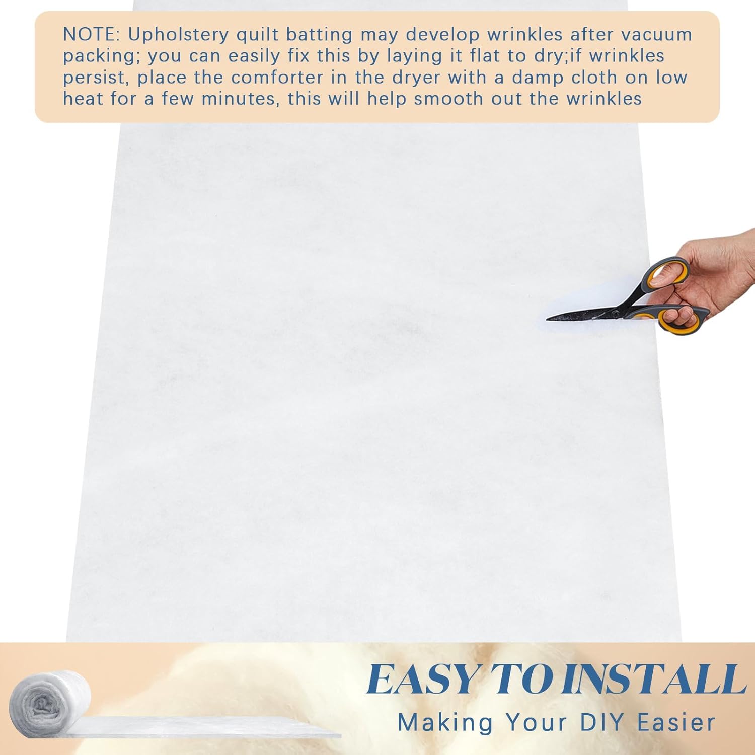 Peryiter 2 Roll Upholstery Quilt Batting 24 Inch x 2 Yard x 2 Inch Polyester Batting Multipurpose Fiberfill Stuffing Fabric for Cushion Pillows Bedspreads Interior Decoration Crafts - Image 3