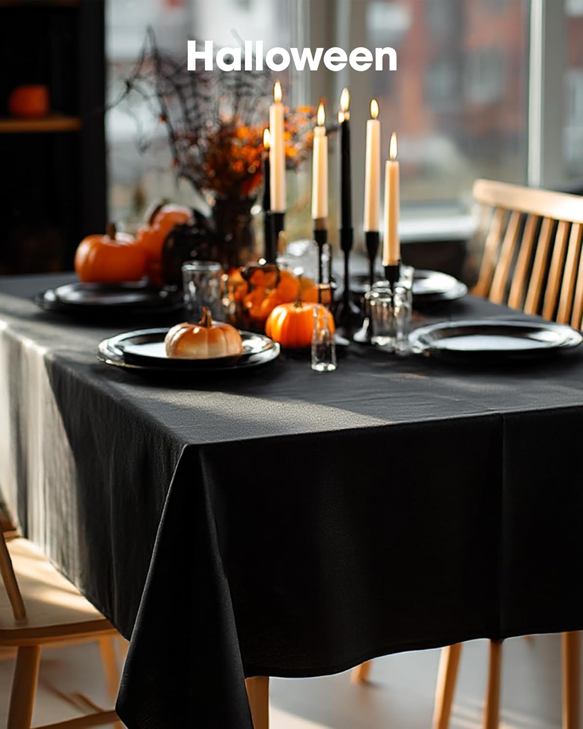 Alternative view of Pureegg Rectangle Table Cloth 60" x 84" u2013 Durable Polyester Tablecloth Offers Reusable & Washable Protection, Ideal for Outdoor Party, Picnic, Wedding, Banquet and Birthday, 1 Pack, Black