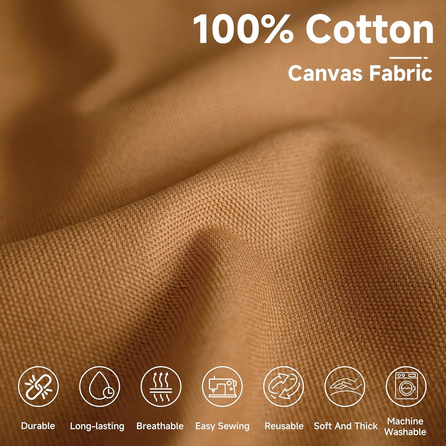 Simple&Opulence 100% Cotton Canvas Fabric 10oz. 59 Inch by The Yard, Nature Duck Fabric Textile Medium Weight for Painting, Sewing, Crafts, Embroidery, Bag, Handmade Home Decor(1 Yard, Khaki)