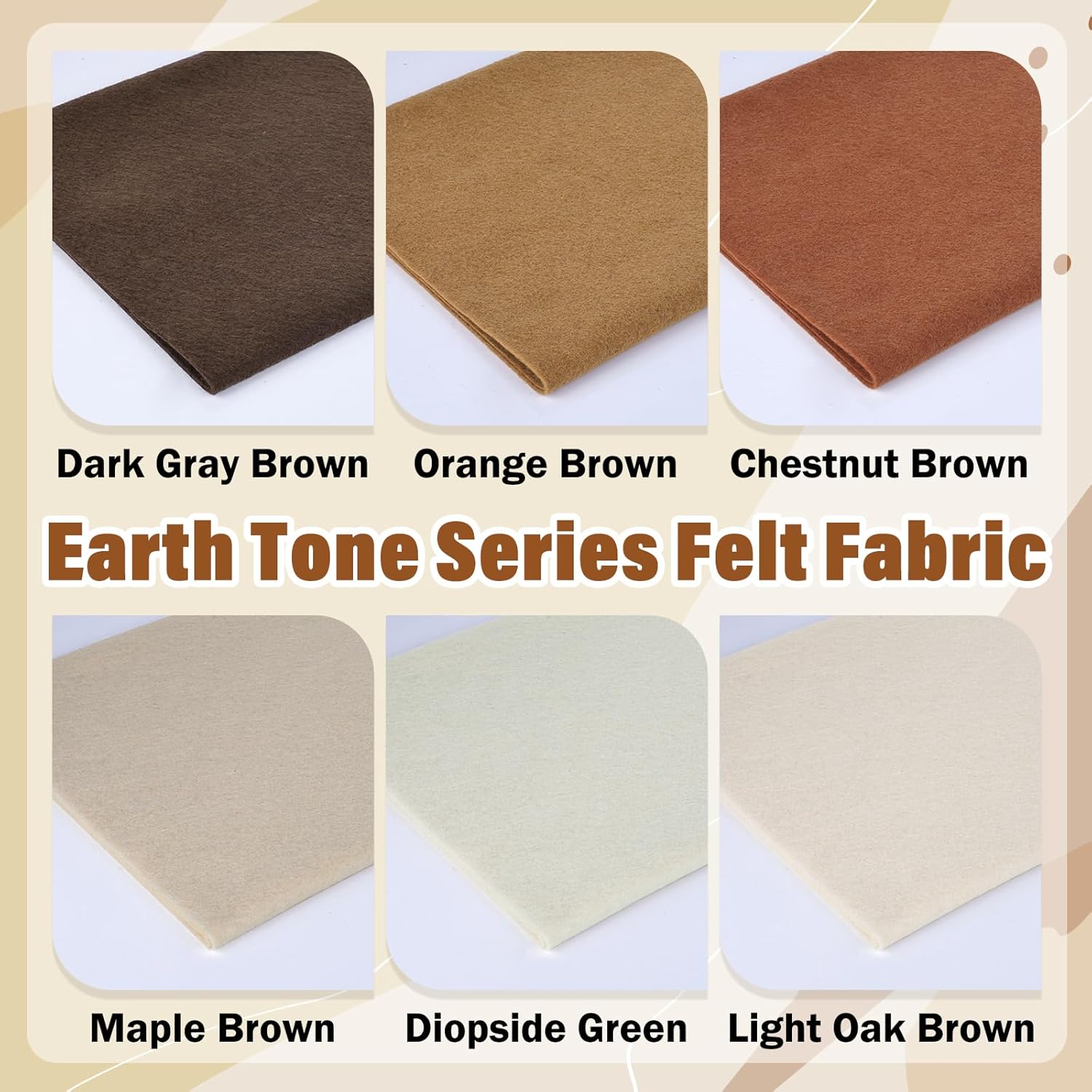 Alternative view of XSEINO 6 Rolls 12"x35" 1.4mm Thick Soft Felt Fabric Sheet 6 Assorted Earth Tone Series Colors Felt Pack for DIY Craft Sewing Squares Nonwoven Patchwork