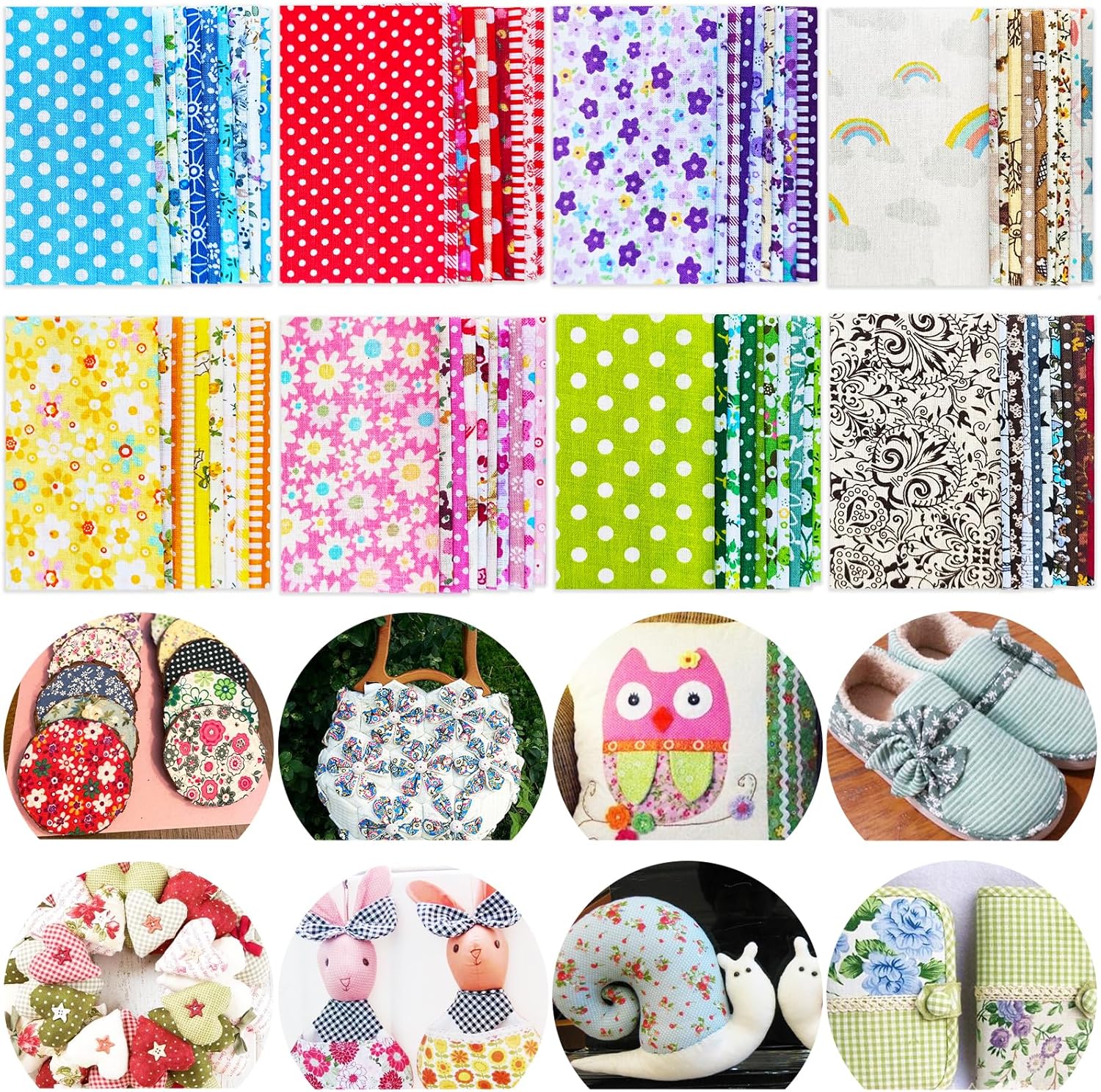 150Pcs 4" x 4" (10cm x 10cm) Cotton Craft Fabric Bundle Squares,Squares Sheets Patchwork,Pre-Cut Quilt Squares,DIY Sewing Quarters Bundle,Quilting Fabric Bundles - Image 7
