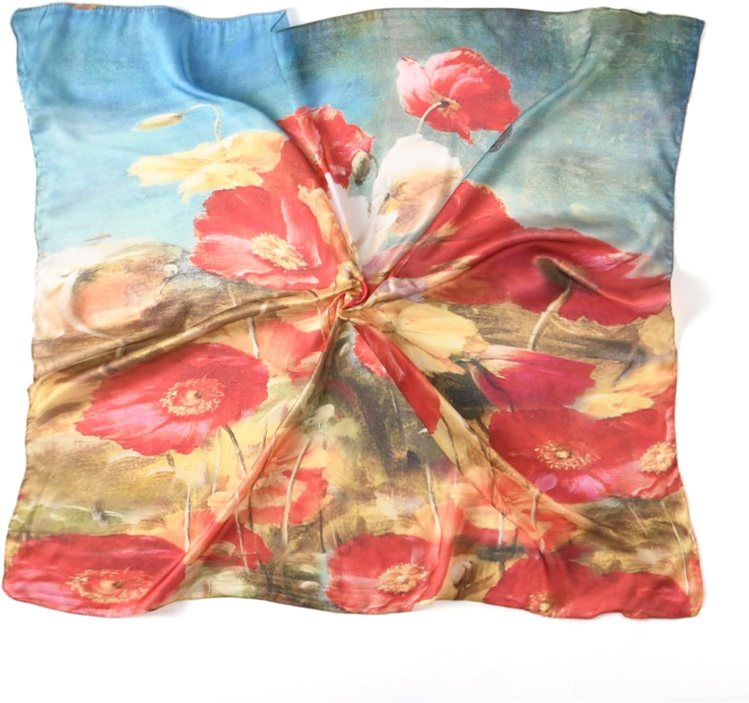 Alternative view of 100% Mulberry Silk Scarf-Printed or Solid Color 35u201D Square Large Silk Hair Head Wrap Scarf With Gift Box Package