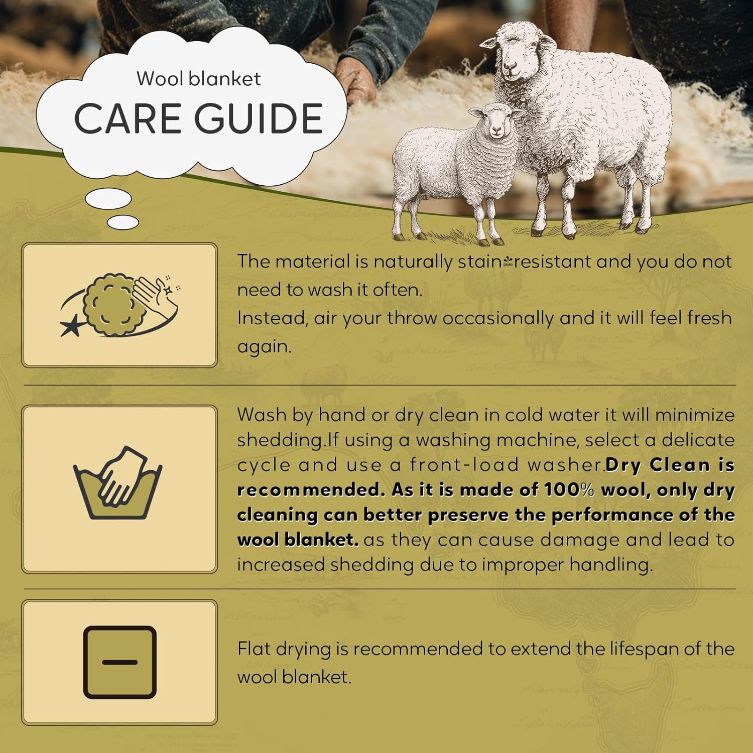 Molithe 100% Wool Blanket, 62" x 86", Warm, Thick, Washable, Military Wool Blanket, Great for Camping, Outdoors, Sporting Events, Survival Kits - Image 7