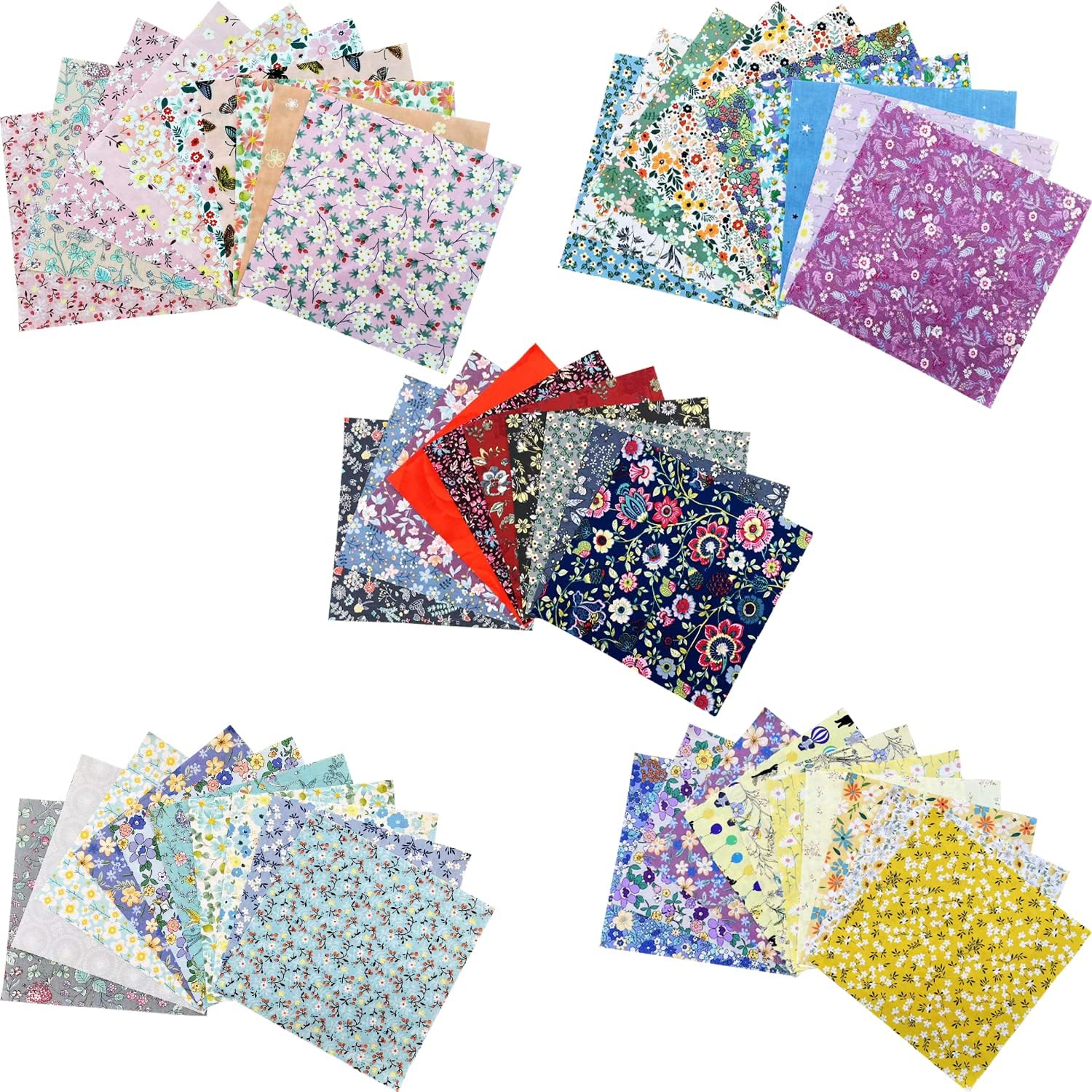 Alternative view of HANPATQUI 50PCS 10 x 10 inch Floral 100% Cotton Fat Quarters Fabric for Sewing and Quilting Bundles Precut Fabric Square for DIY Craft Patchwork