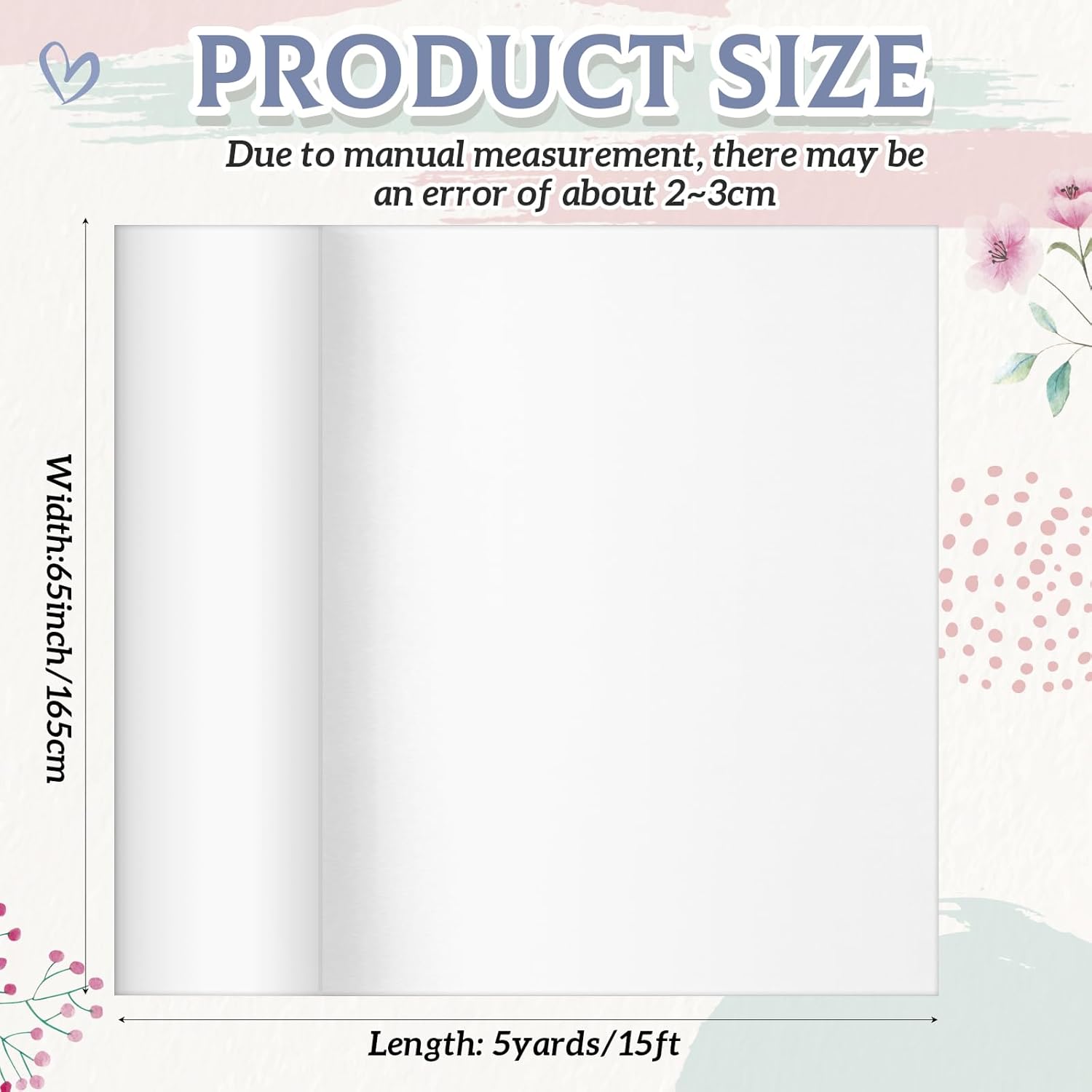 HunnmingRe 5 Yards White Sublimation Polyester Fabric, 65" Wide Precut & Heat Press Ready - 100% Polyester Soft Smooth Material for DIY Crafts, Heat Transfer Printing, Custom Projects