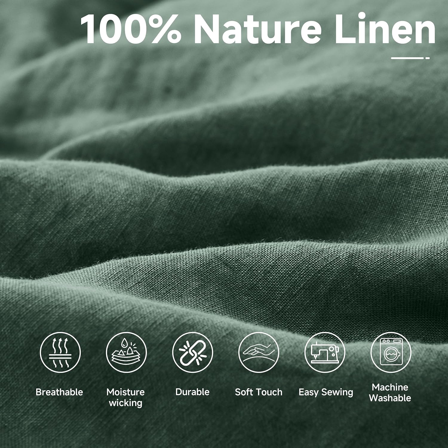 Simple&Opulence 100% Nature Pure Linen Fabric 78 Inch by the Yard, Plain Solid Color Linen Fabric for Sewing, Embroidery, Clothing, Needlework, Bag,Tablecloths, Garments Craft Accessories(Olive Green)