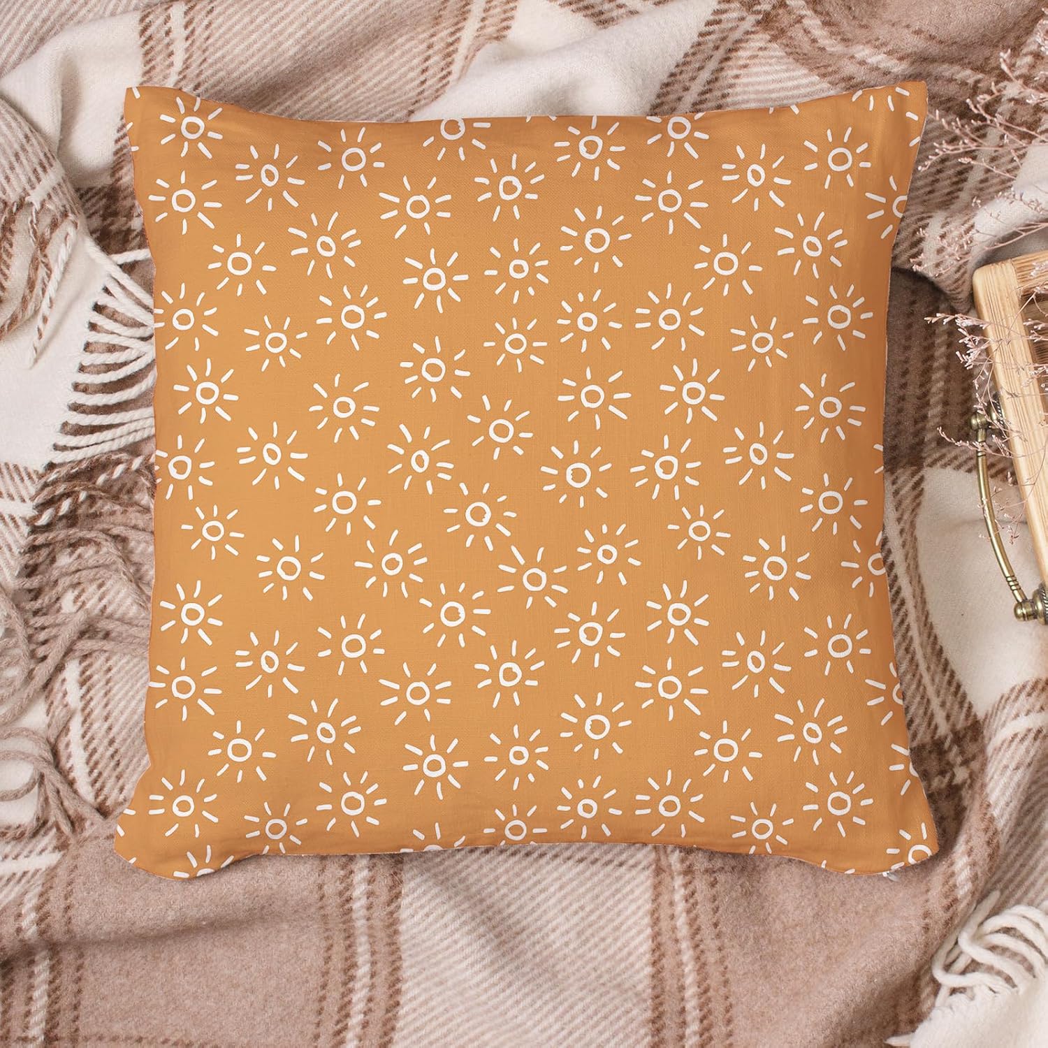 Whaline 12Pcs Boho Cotton Fabric Bundles Boho Sun Circle Raindrops Fat Quarters Sewing Fabrics for DIY Handmade Crafting, 18 x 22 Inch - Image 5