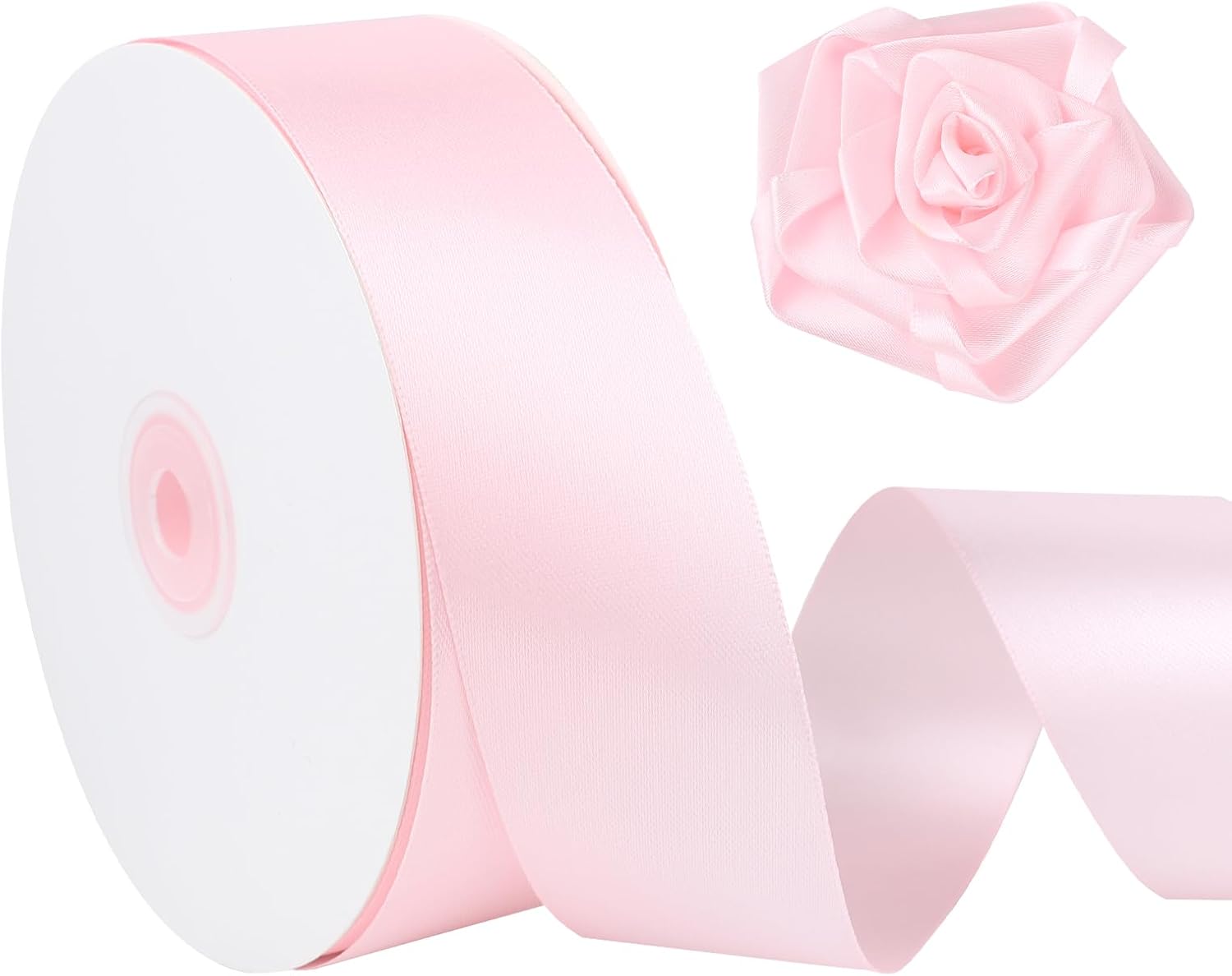 Alternative view of Pink Satin Ribbon 1.5 Inch x 60 Yards Single Face Polyester Fabric for Gift Wrapping, Wedding Bouquets, Baby Shower, Party Crafts, DIY Sewing, Hair Bows, Holiday Decorations