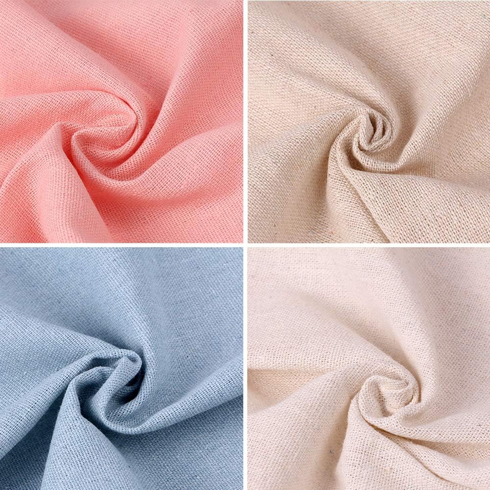 Alternative view of Needlework Fabric, 4Pcs 4 Colors Natural Linen Fabric Solid Colored Embroidery Fabric Cross Stitch Aida Cloth for Making Garment Craft, Needle Embroidery, 20 Inch Linen Fabric DIY Decoration C