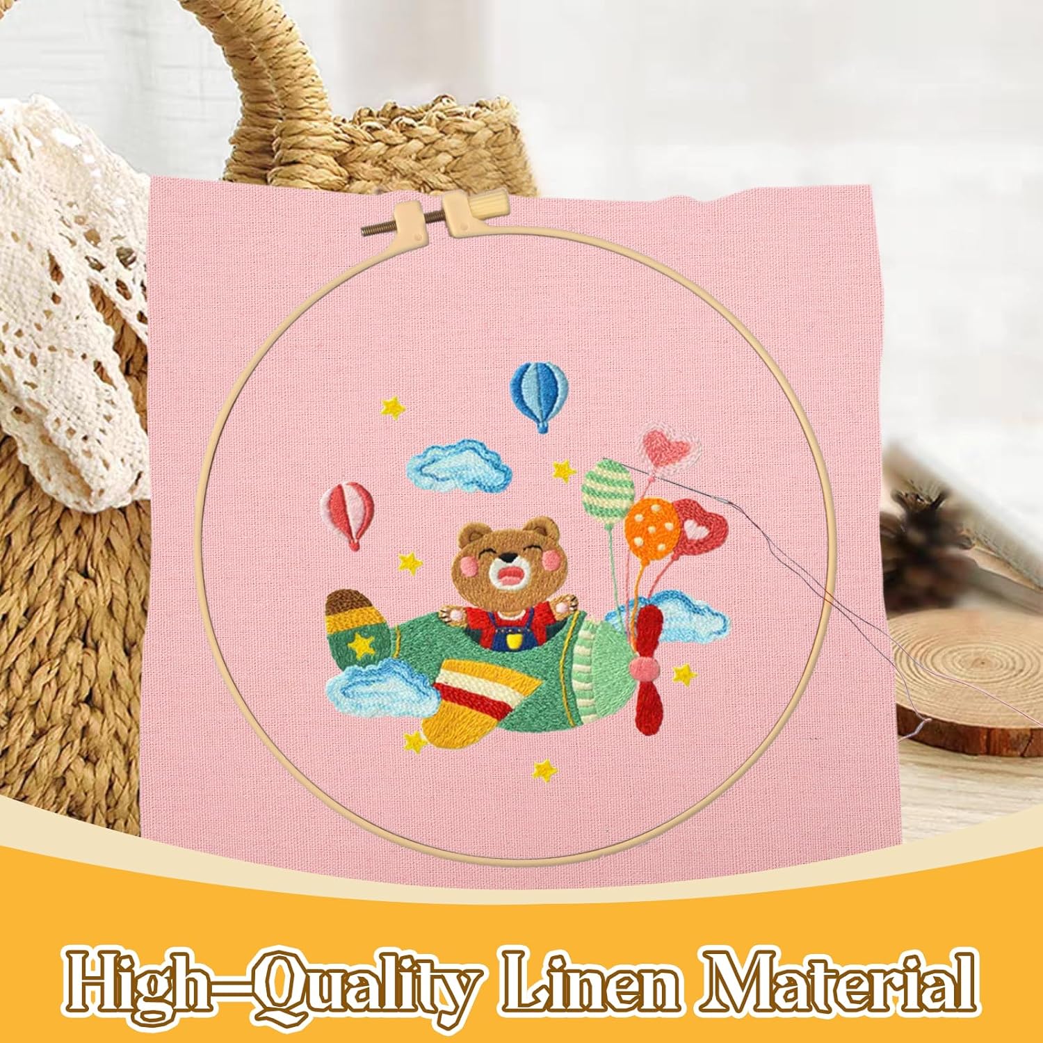 Alternative view of 12 Sheets 12 Colors Linen Embroidery Fabric, Pre-Cut Natural Needlework Cloth Fabric, Embroidery Cloth Squares for Garment Craft (11.811.8Inch)